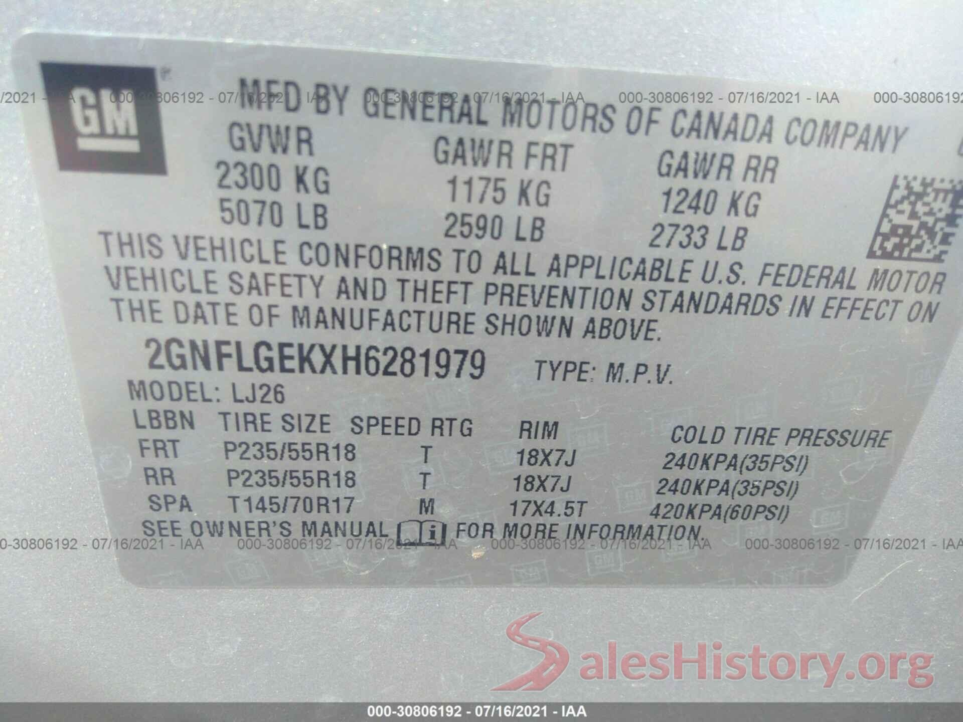 2GNFLGEKXH6281979 2017 CHEVROLET EQUINOX