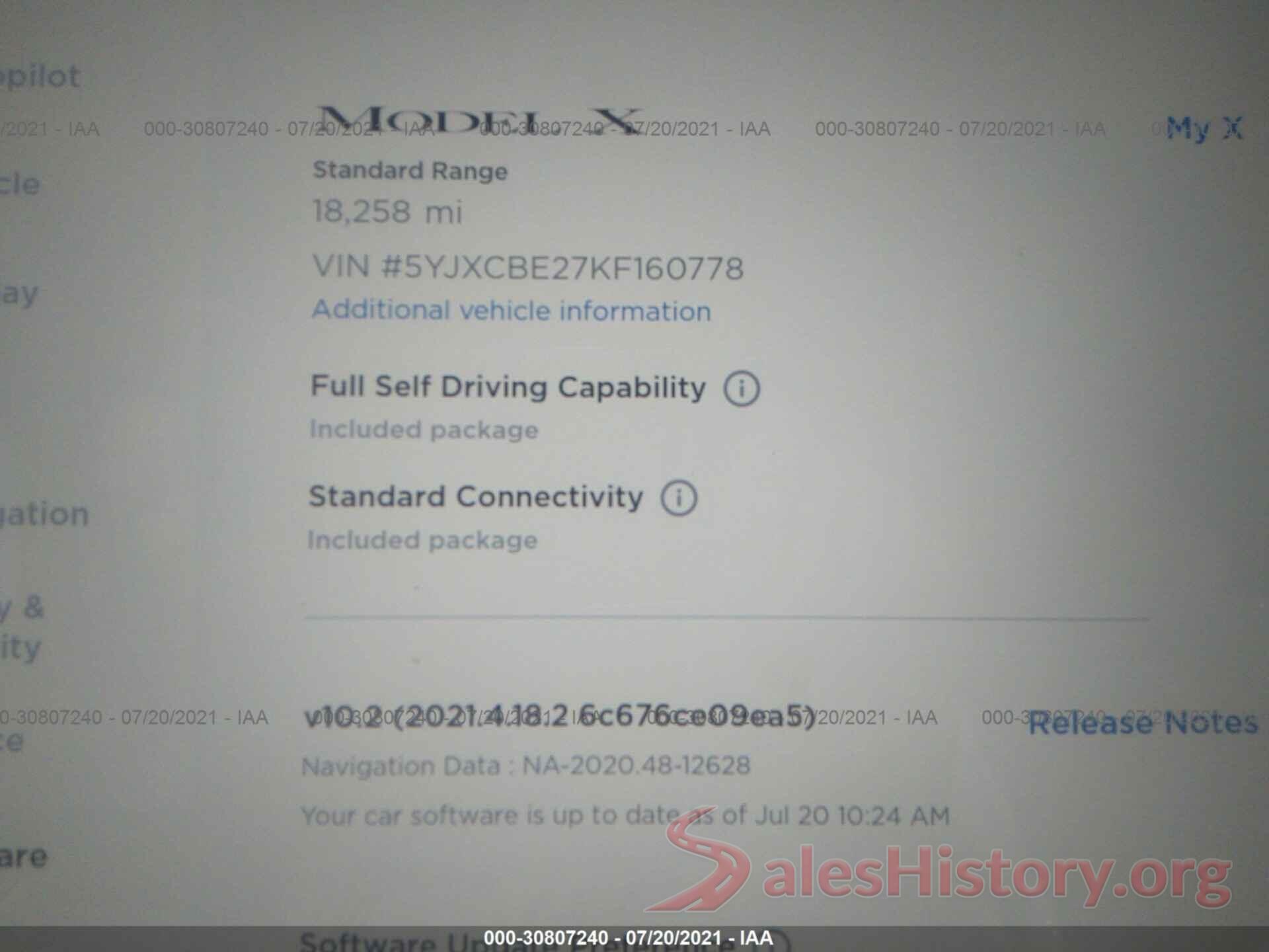 5YJXCBE27KF160778 2019 TESLA MODEL X