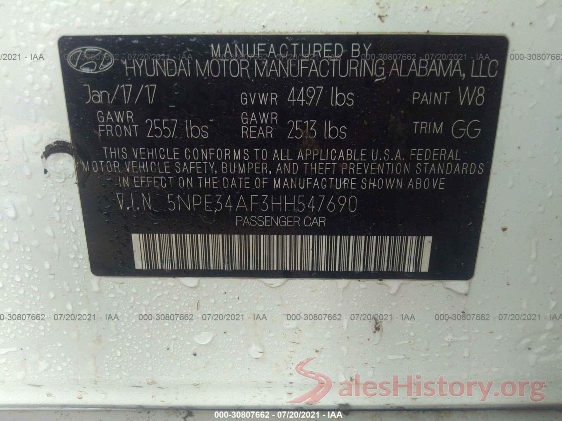 5NPE34AF3HH547690 2017 HYUNDAI SONATA