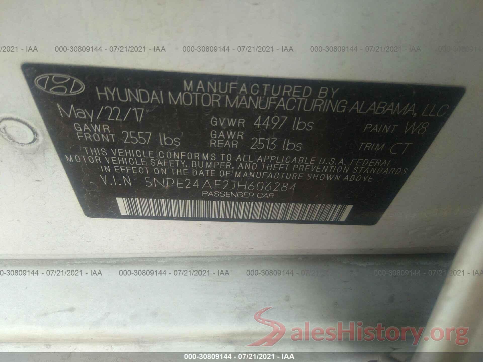 5NPE24AF2JH606284 2018 HYUNDAI SONATA