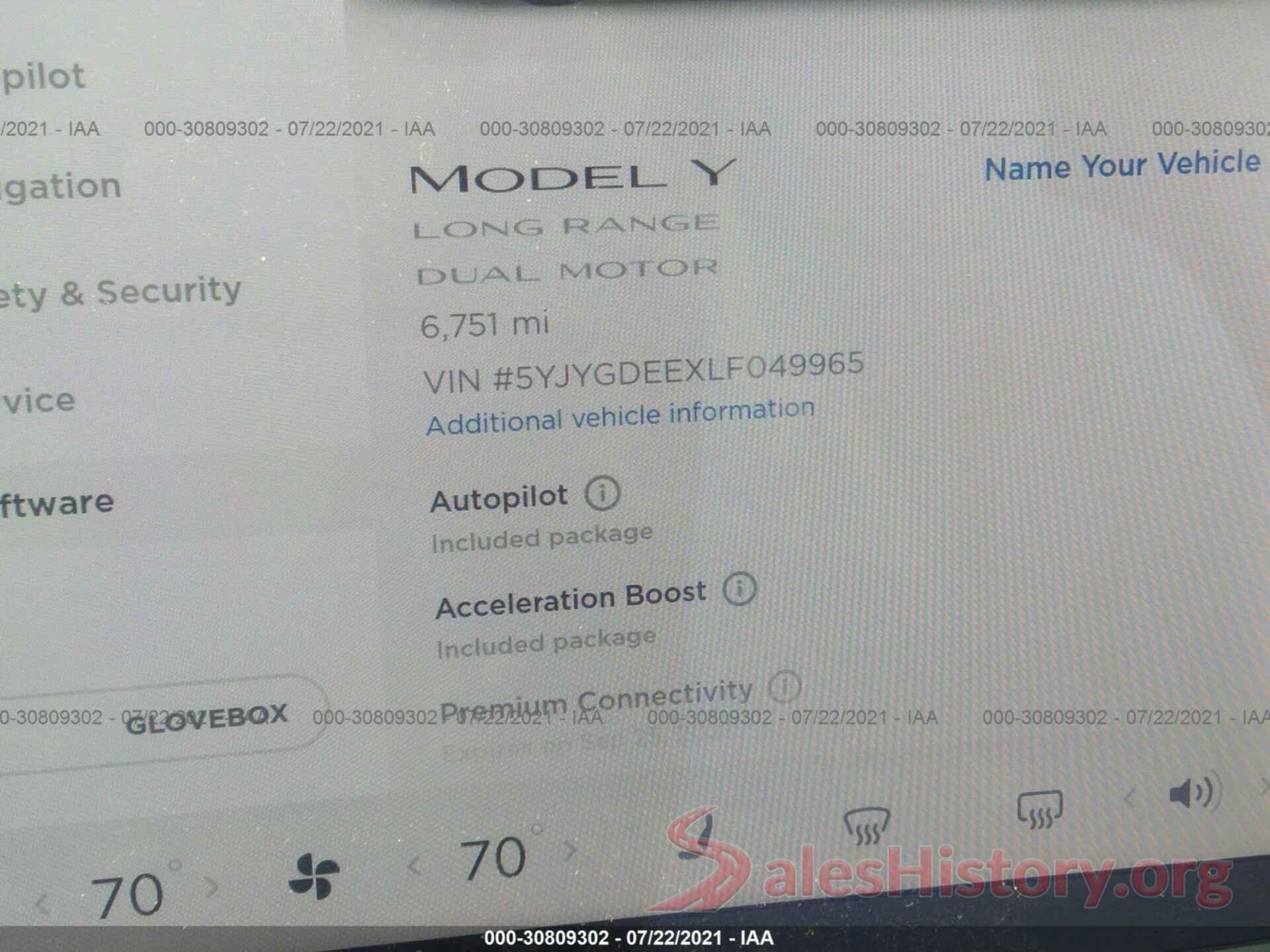 5YJYGDEEXLF049965 2020 TESLA MODEL Y