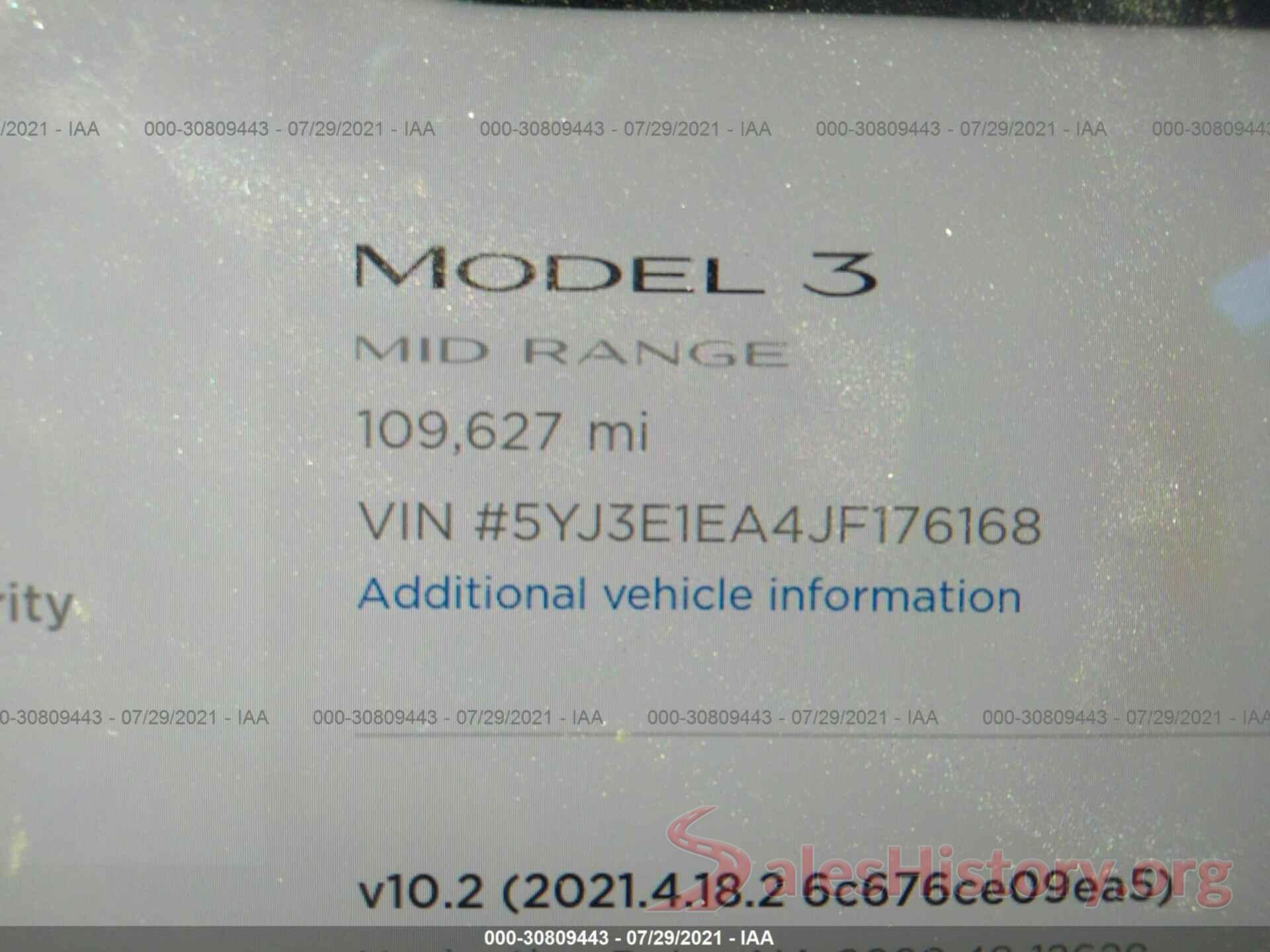 5YJ3E1EA4JF176168 2018 TESLA MODEL 3