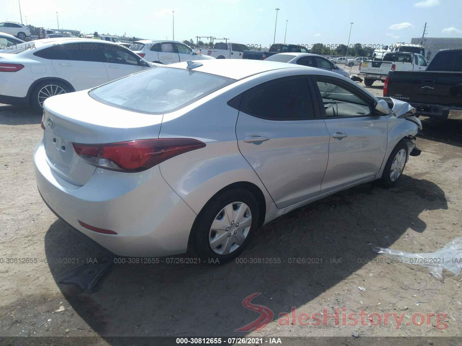 5NPDH4AE8GH765885 2016 HYUNDAI ELANTRA