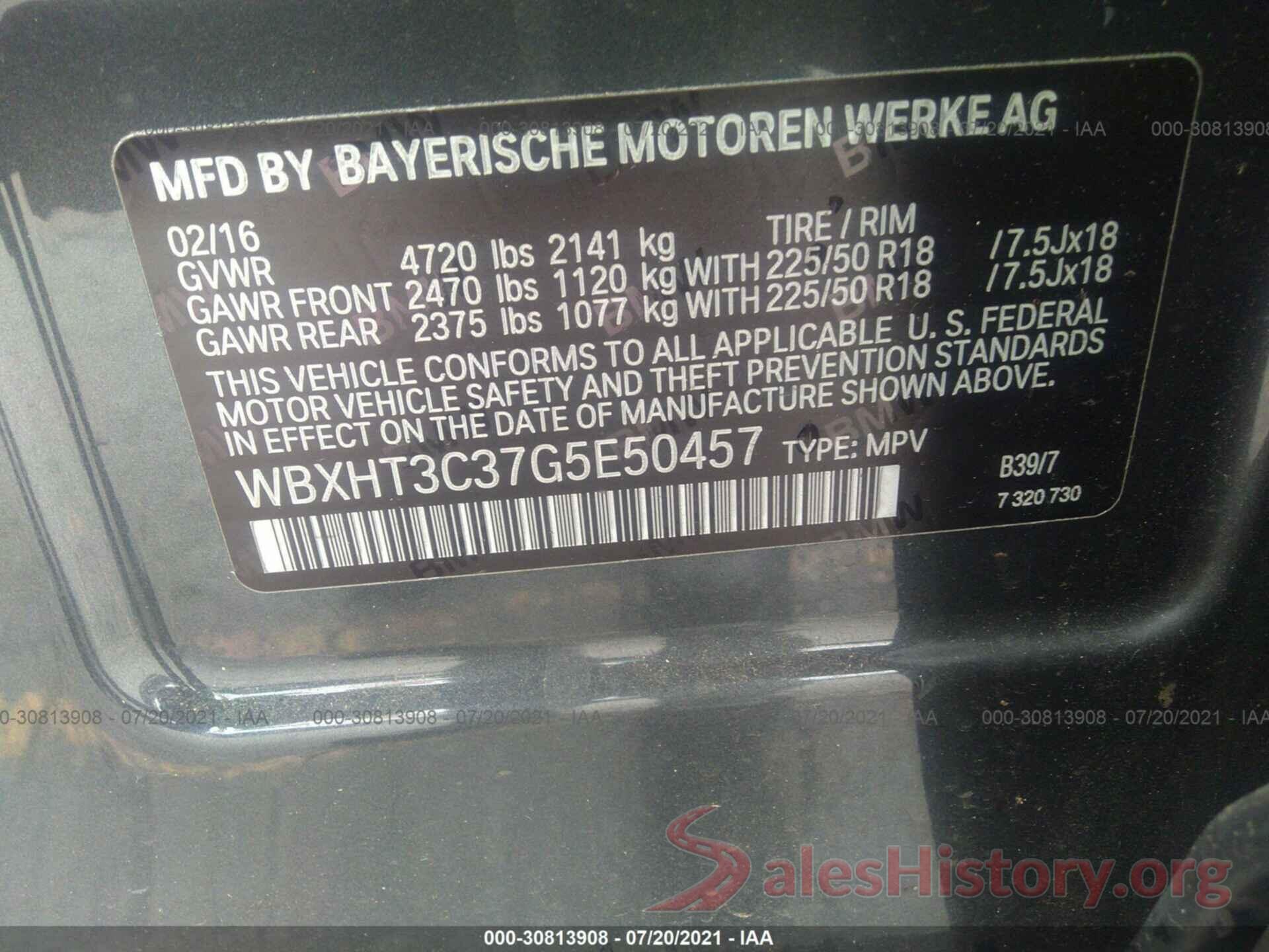 WBXHT3C37G5E50457 2016 BMW X1