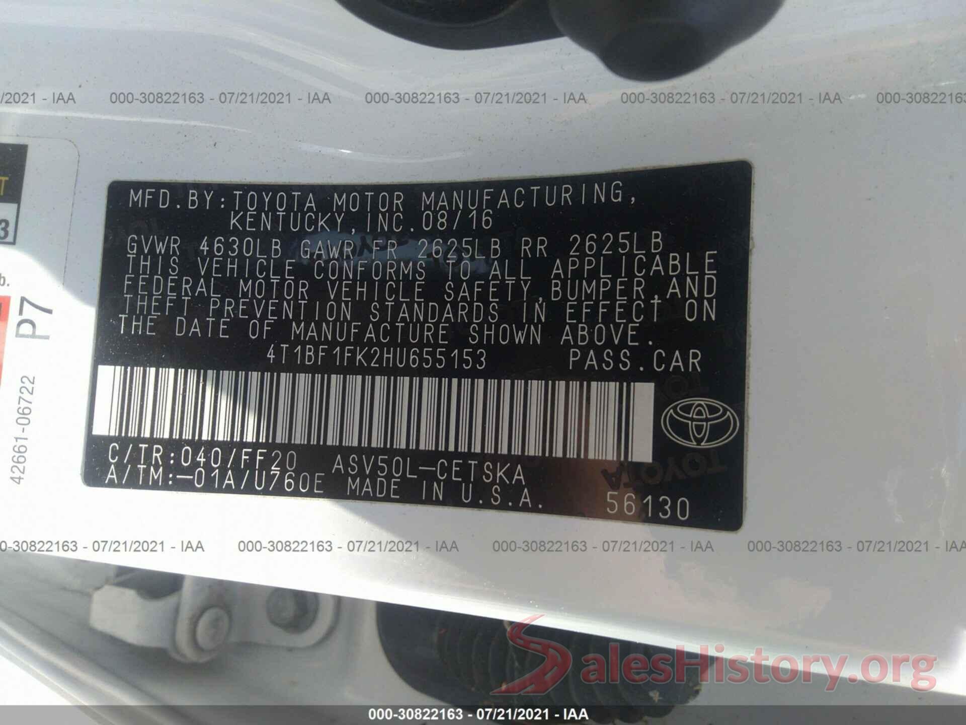 4T1BF1FK2HU655153 2017 TOYOTA CAMRY