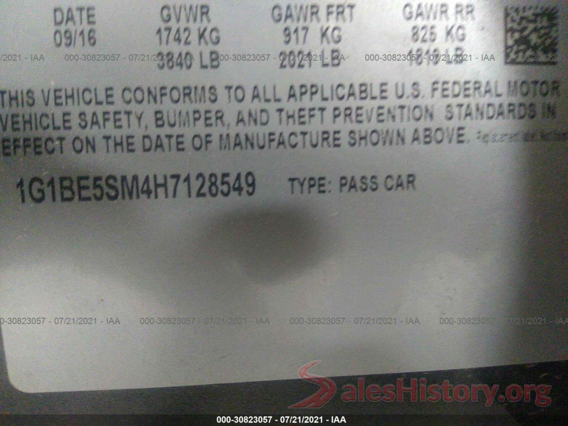 1G1BE5SM4H7128549 2017 CHEVROLET CRUZE