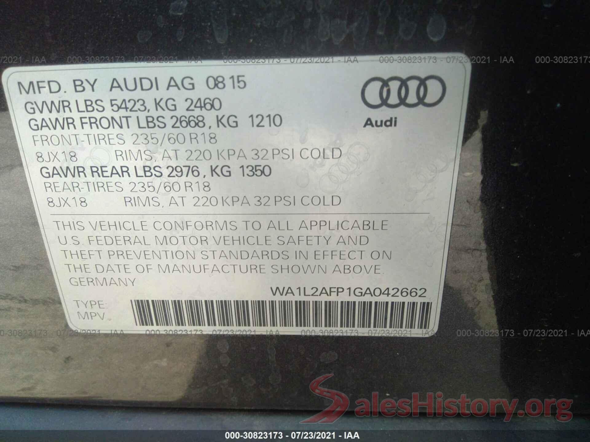 WA1L2AFP1GA042662 2016 AUDI Q5