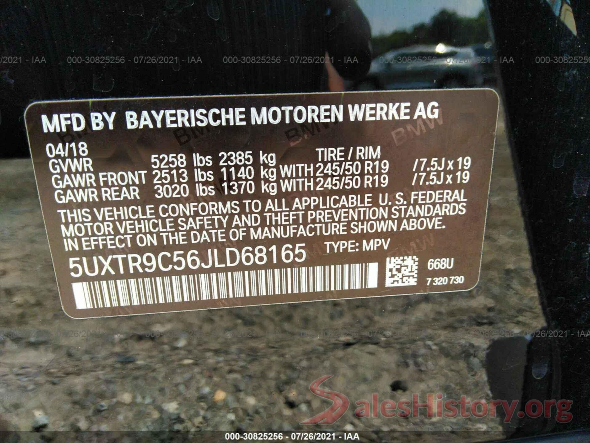 5UXTR9C56JLD68165 2018 BMW X3