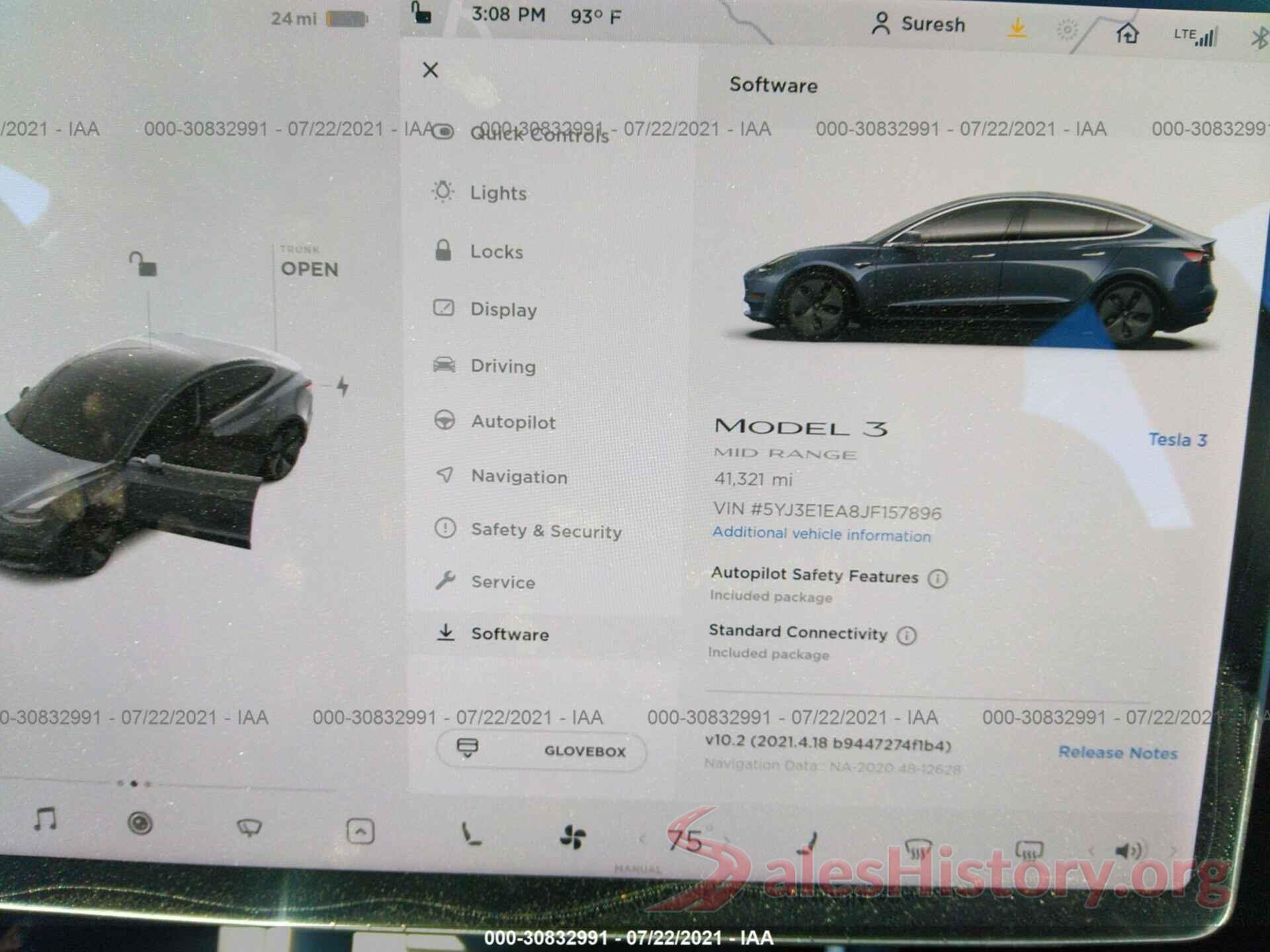 5YJ3E1EA8JF157896 2018 TESLA MODEL 3