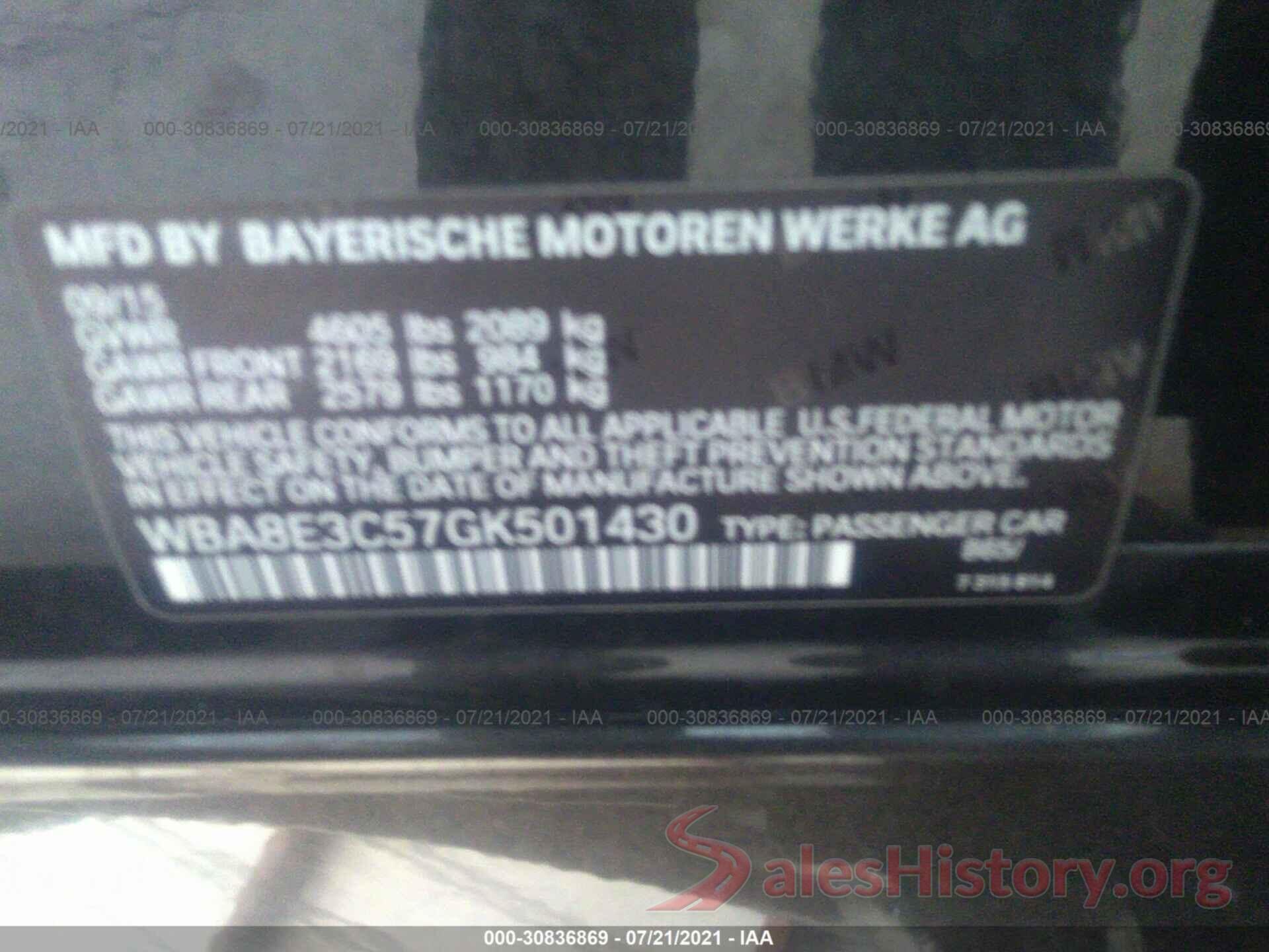 WBA8E3C57GK501430 2016 BMW 3 SERIES