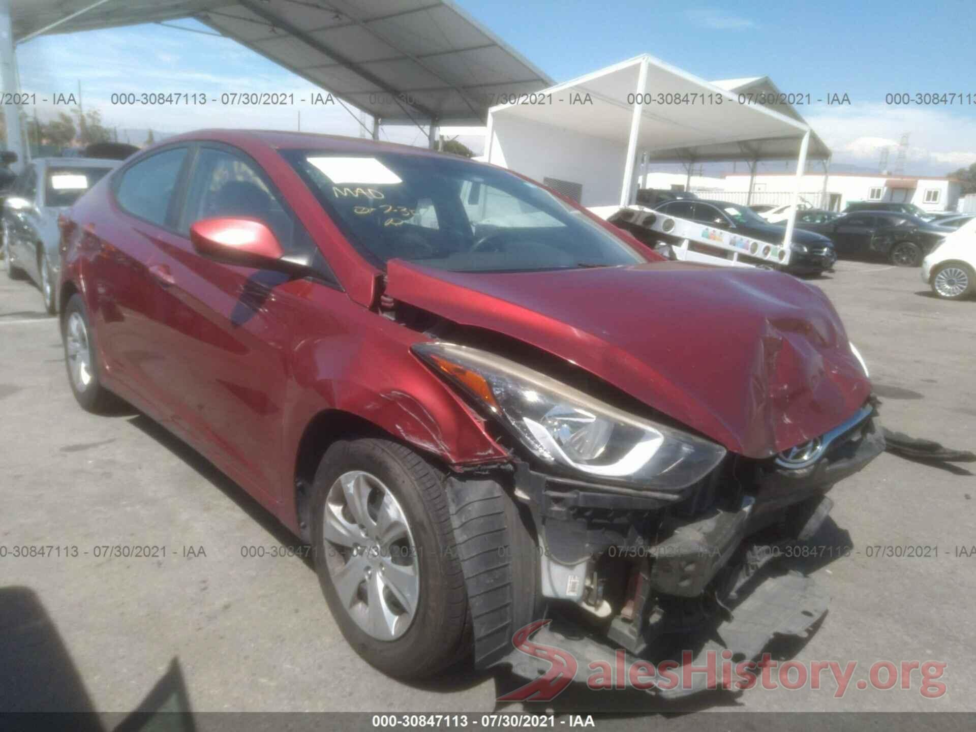 5NPDH4AE1GH740729 2016 HYUNDAI ELANTRA