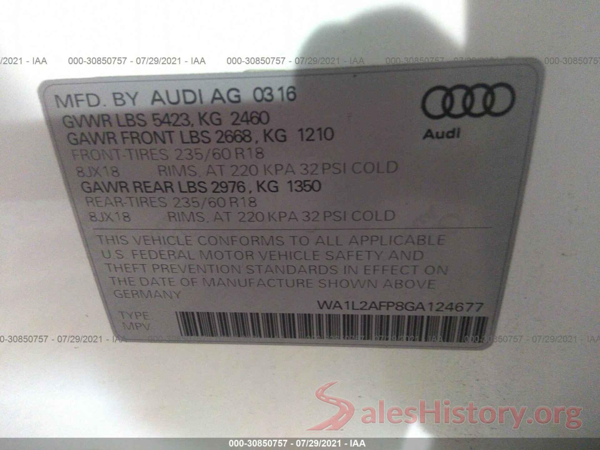 WA1L2AFP8GA124677 2016 AUDI Q5