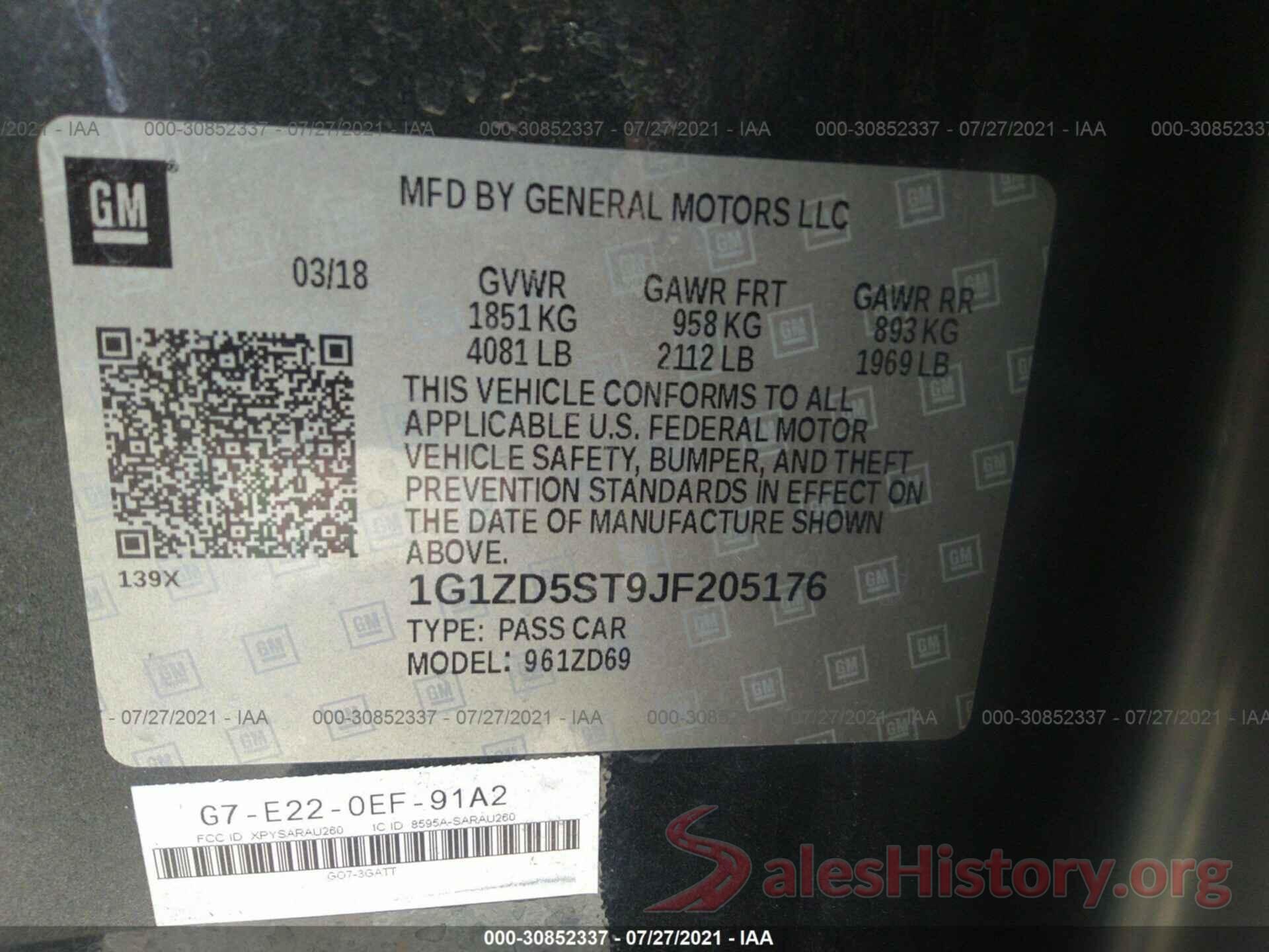 1G1ZD5ST9JF205176 2018 CHEVROLET MALIBU