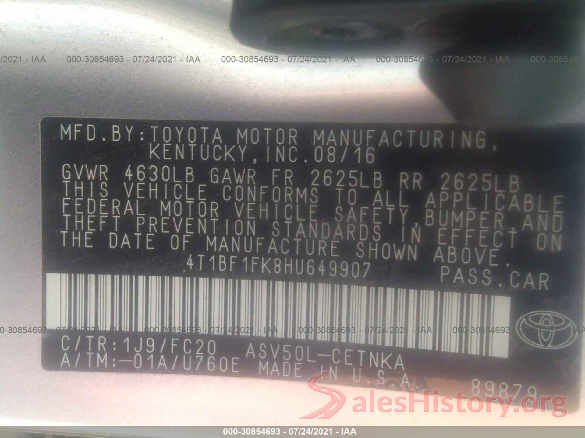 4T1BF1FK8HU649907 2017 TOYOTA CAMRY