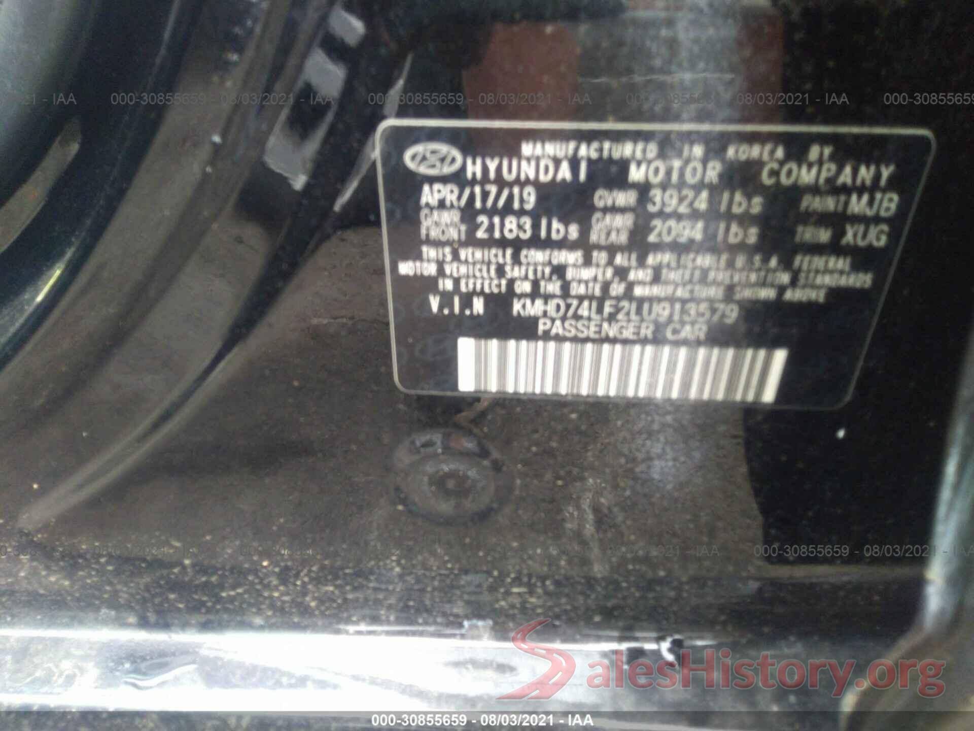 KMHD74LF2LU913579 2020 HYUNDAI ELANTRA