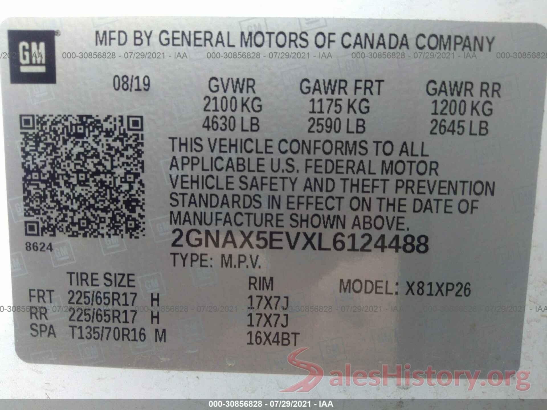 2GNAX5EVXL6124488 2020 CHEVROLET EQUINOX