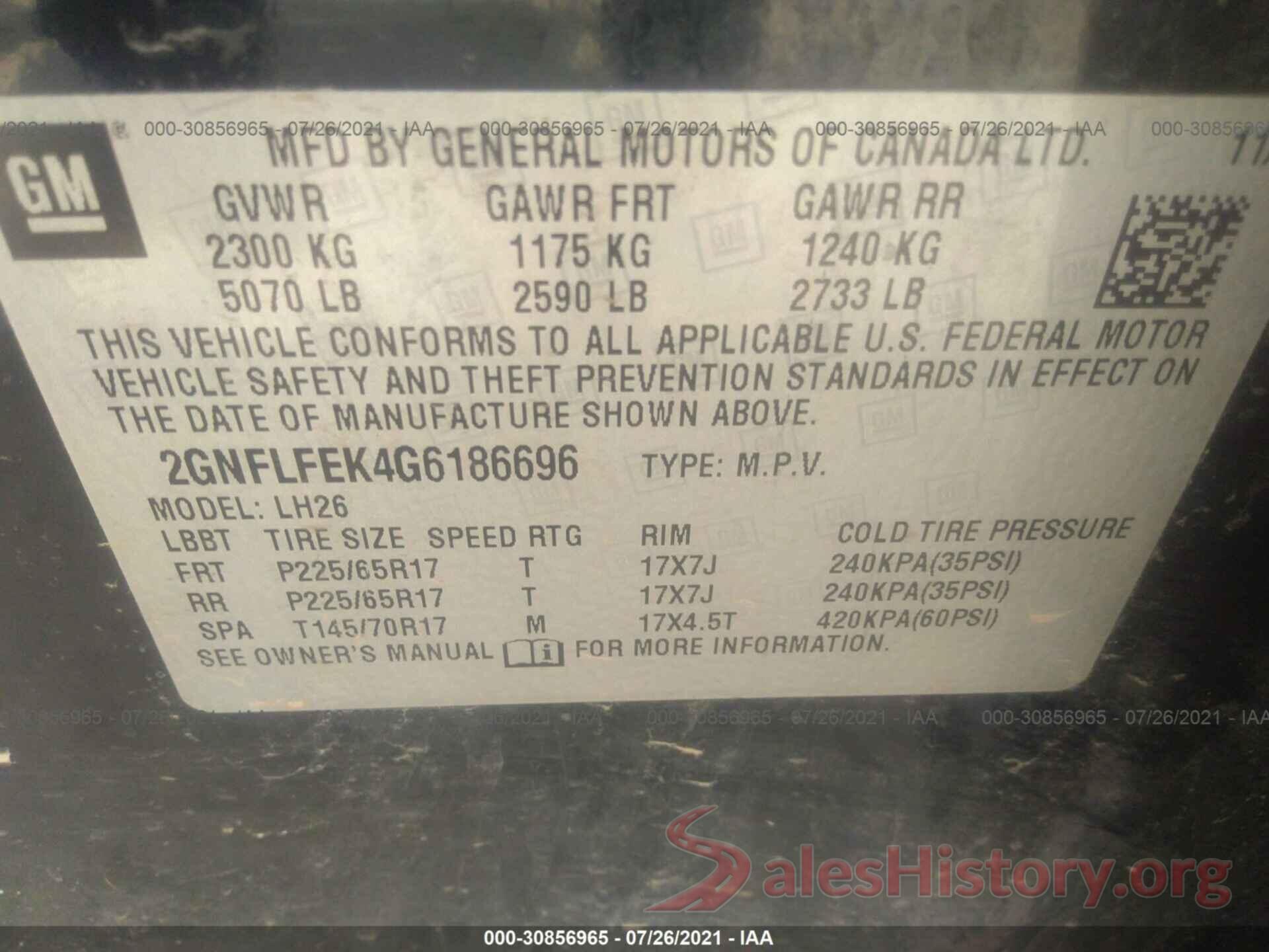 2GNFLFEK4G6186696 2016 CHEVROLET EQUINOX