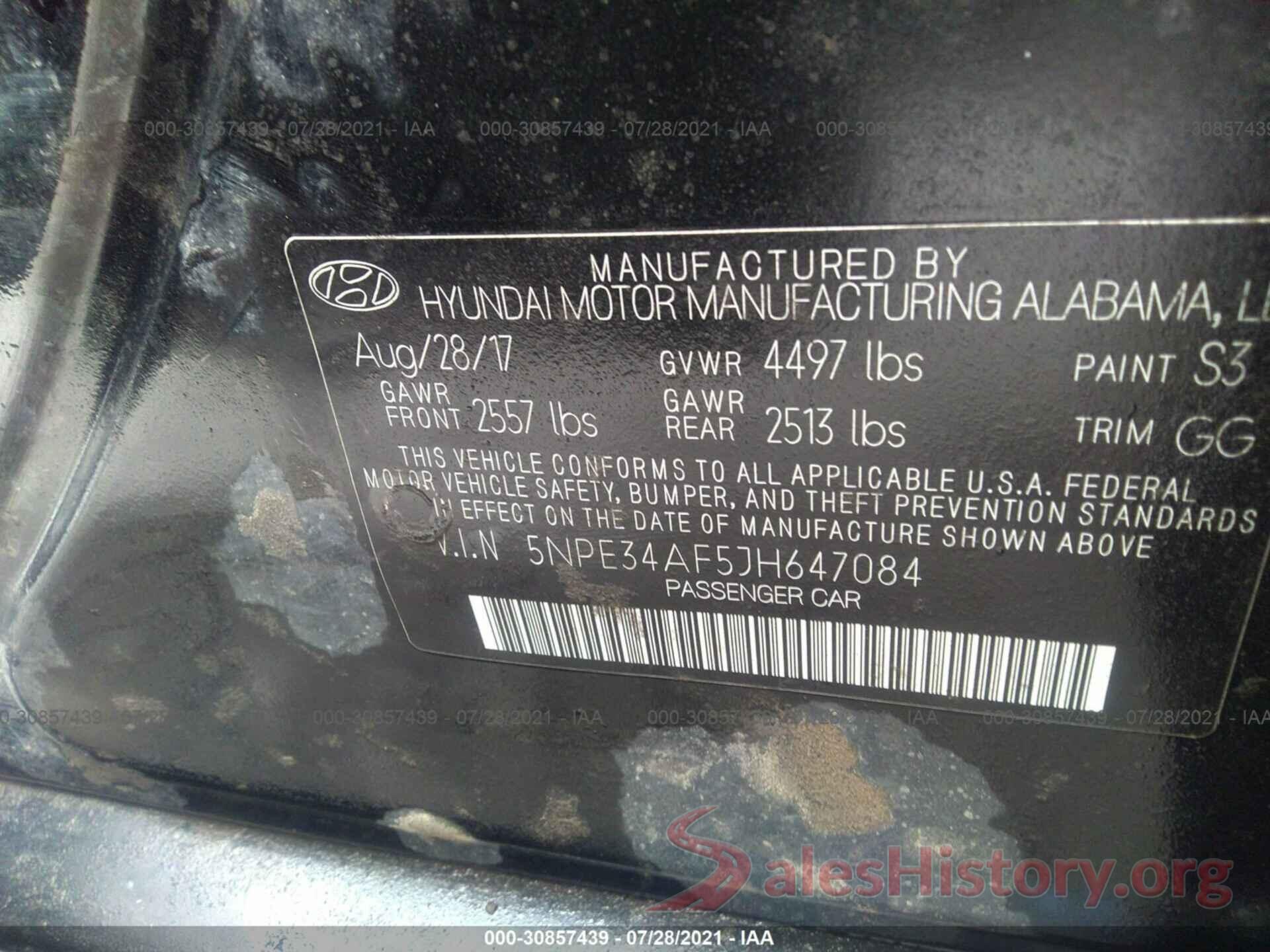 5NPE34AF5JH647084 2018 HYUNDAI SONATA