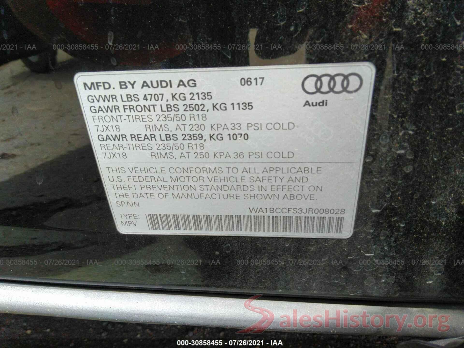 WA1BCCFS3JR008028 2018 AUDI Q3