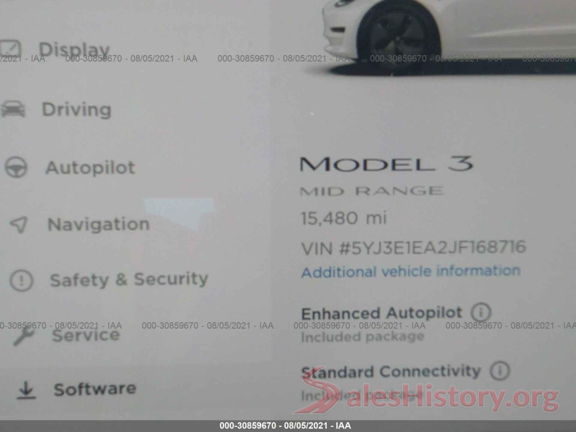 5YJ3E1EA2JF168716 2018 TESLA MODEL 3