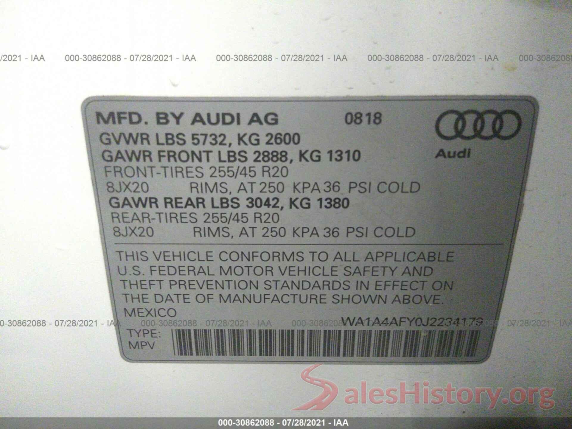 WA1A4AFY0J2234179 2018 AUDI SQ5