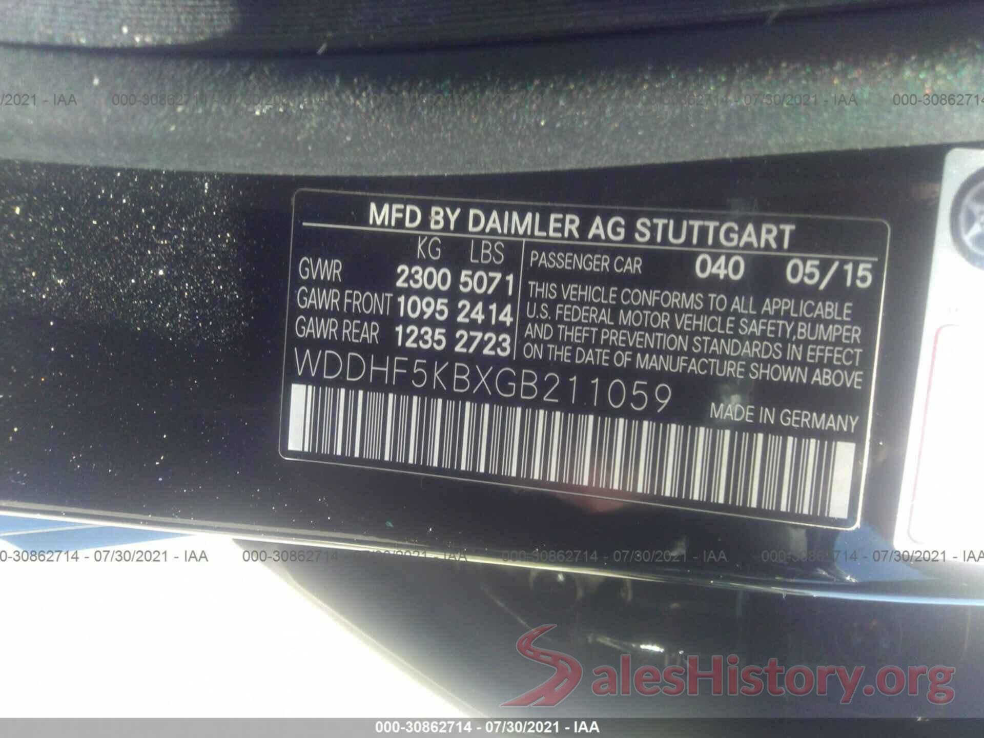 WDDHF5KBXGB211059 2016 MERCEDES-BENZ E-CLASS