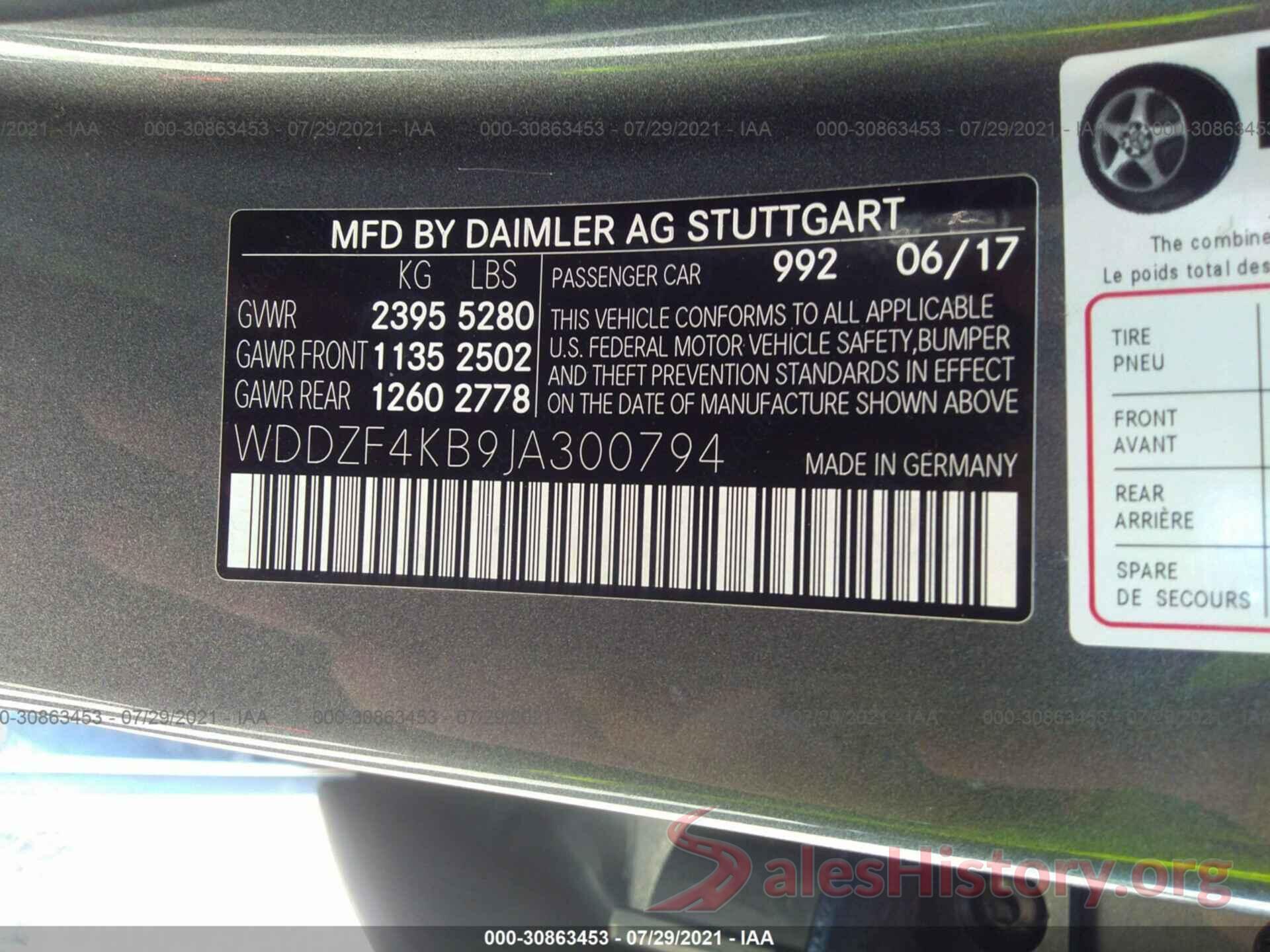 WDDZF4KB9JA300794 2018 MERCEDES-BENZ E-CLASS