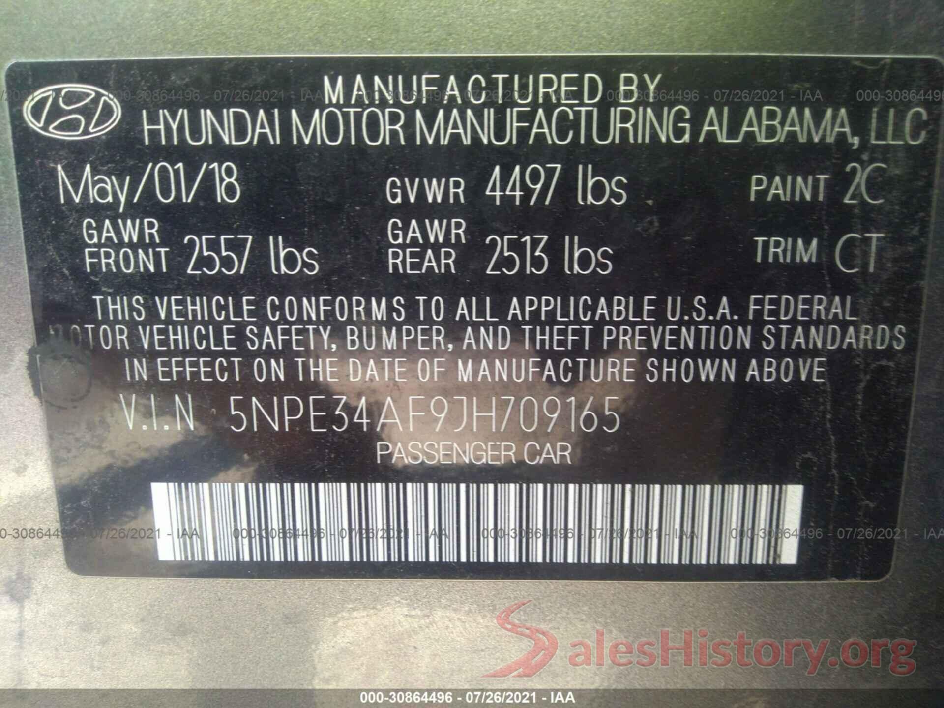 5NPE34AF9JH709165 2018 HYUNDAI SONATA