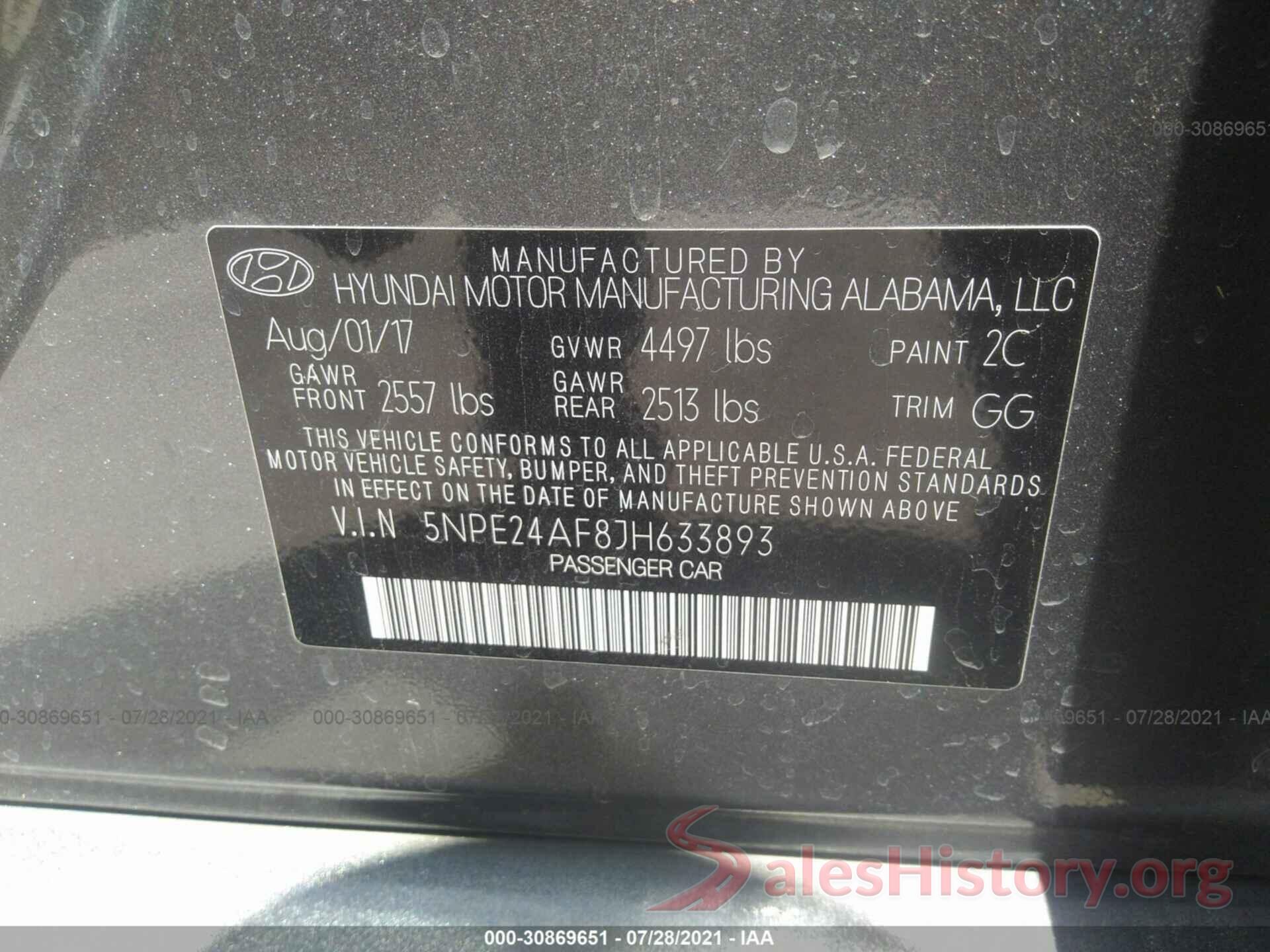 5NPE24AF8JH633893 2018 HYUNDAI SONATA