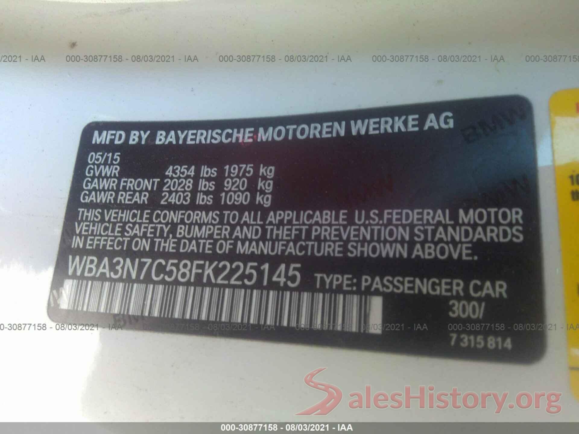 WBA3N7C58FK225145 2015 BMW 4 SERIES