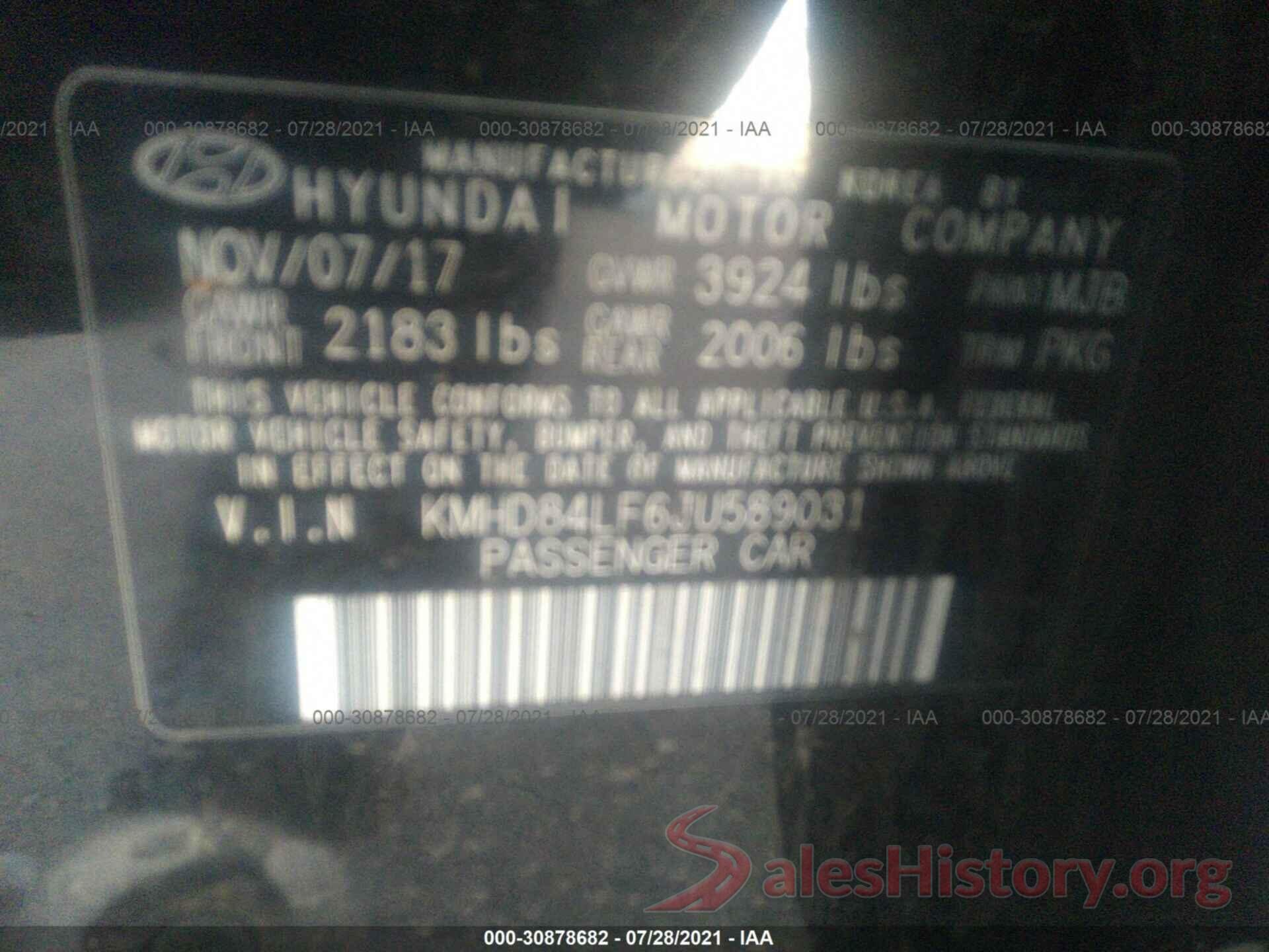 KMHD84LF6JU589031 2018 HYUNDAI ELANTRA