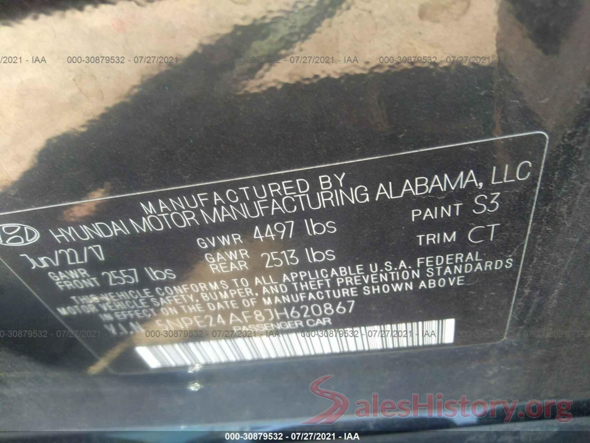 5NPE24AF8JH620867 2018 HYUNDAI SONATA