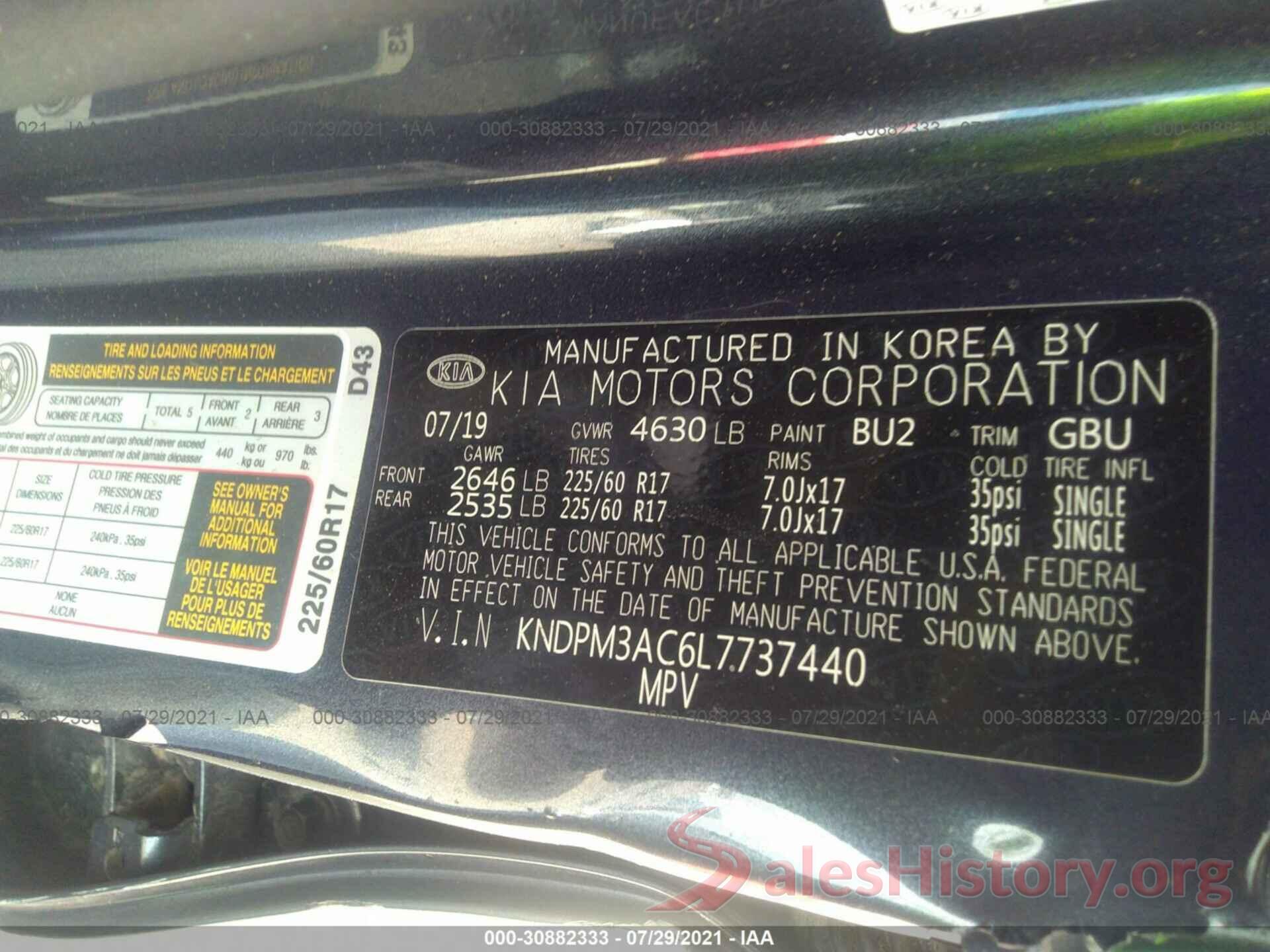 KNDPM3AC6L7737440 2020 KIA SPORTAGE