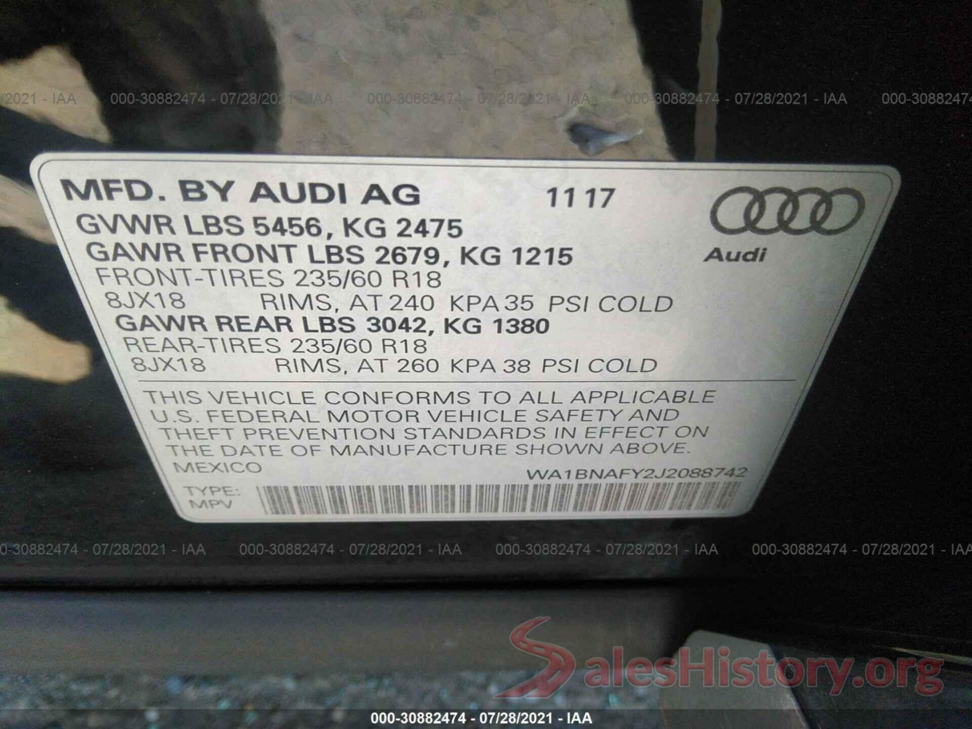 WA1BNAFY2J2088742 2018 AUDI Q5