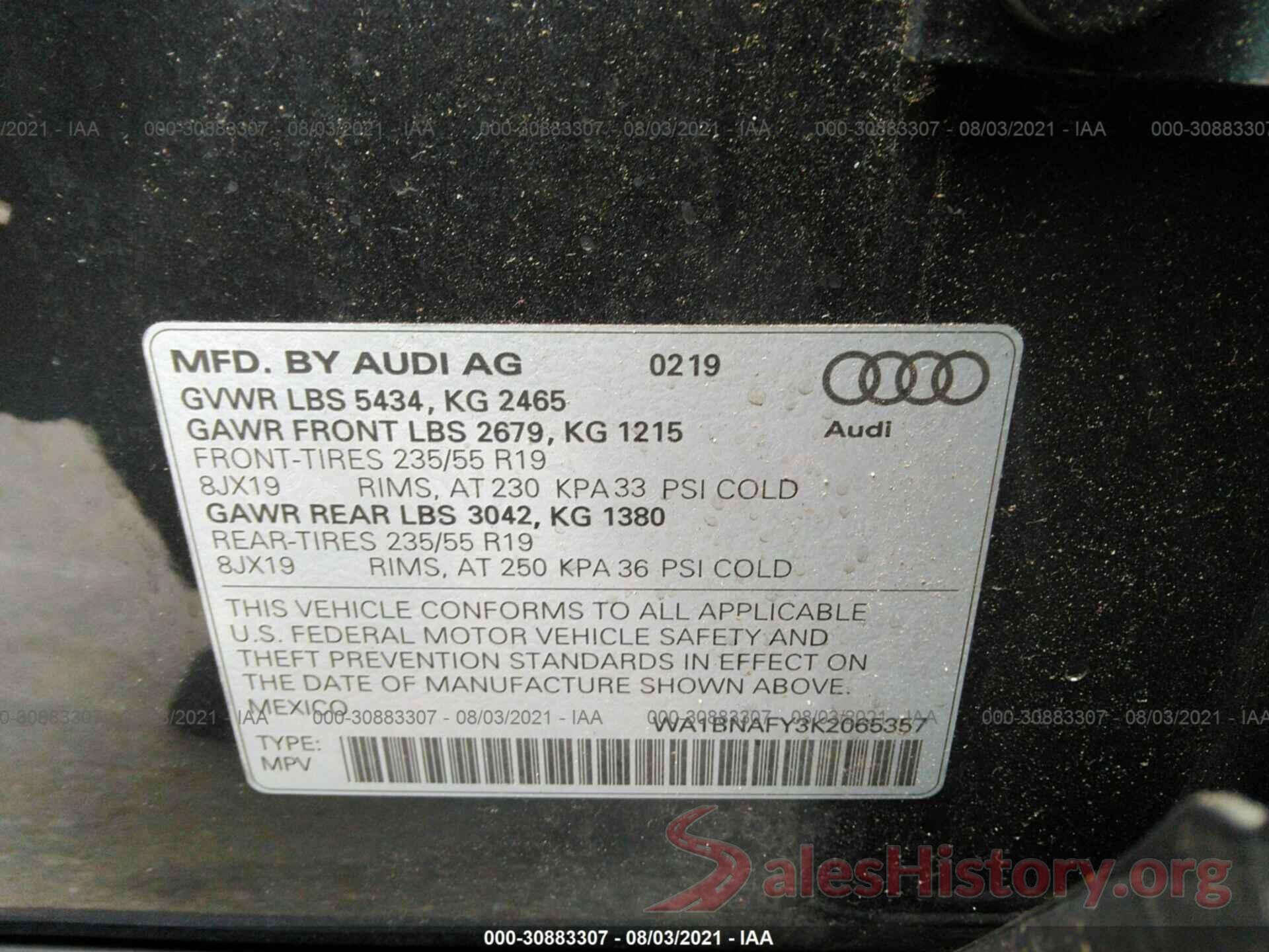 WA1BNAFY3K2065357 2019 AUDI Q5