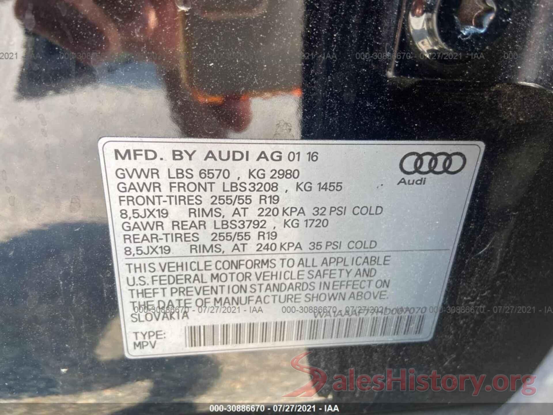 WA1AAAF77HD007070 2017 AUDI Q7