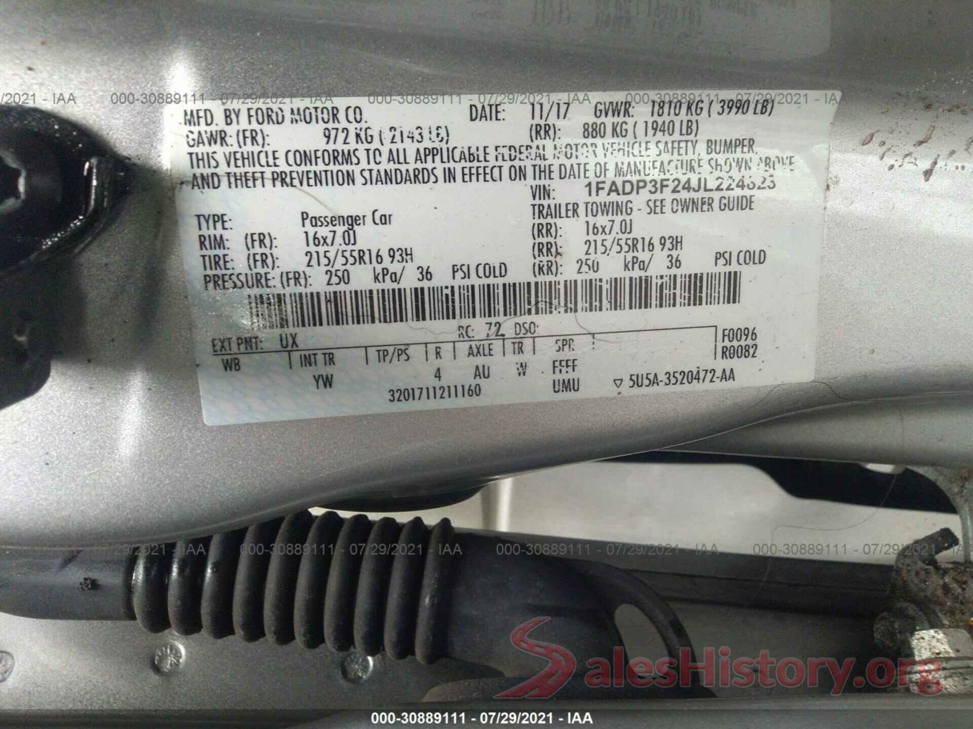 1FADP3F24JL224823 2018 FORD FOCUS