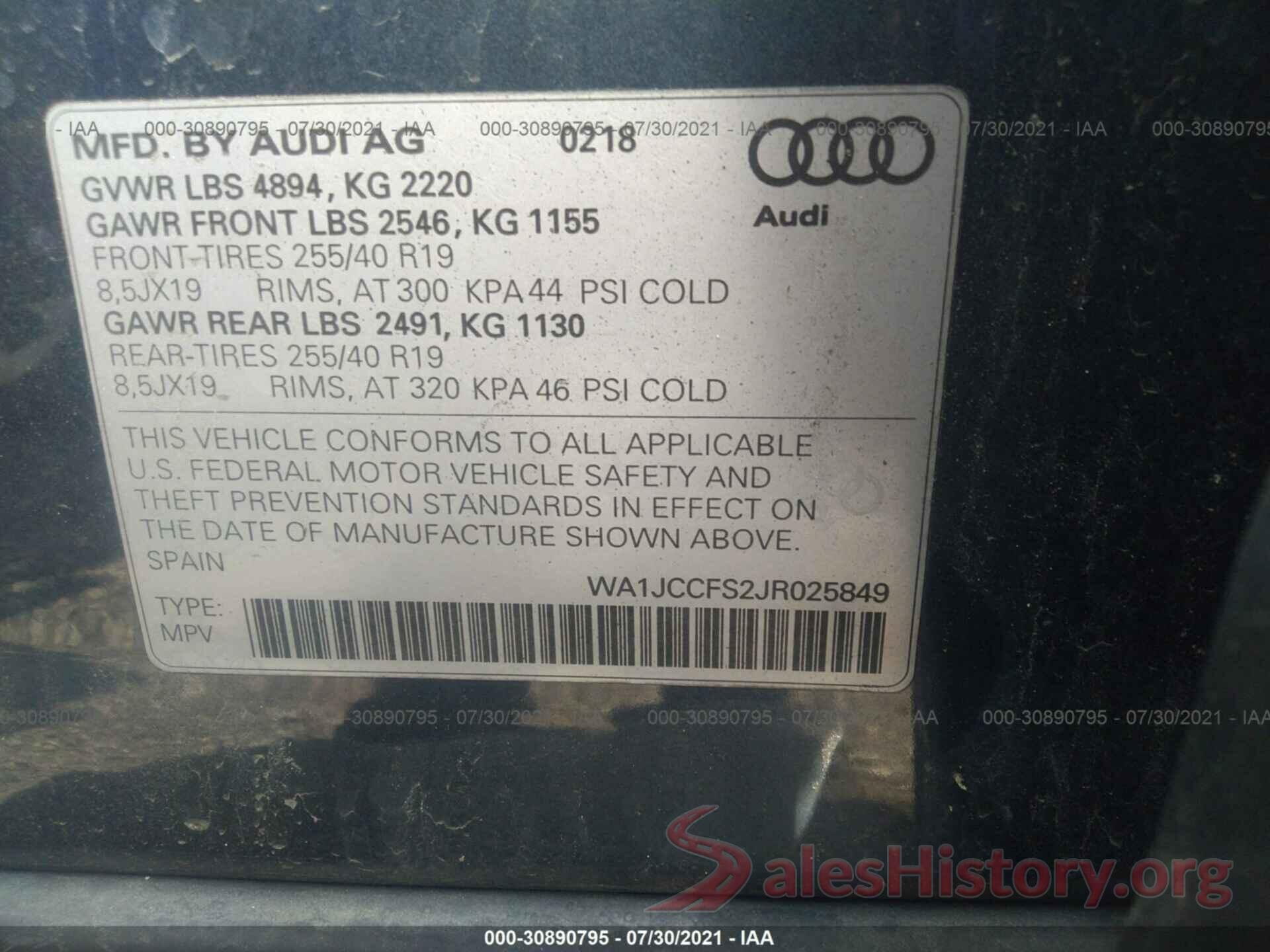 WA1JCCFS2JR025849 2018 AUDI Q3