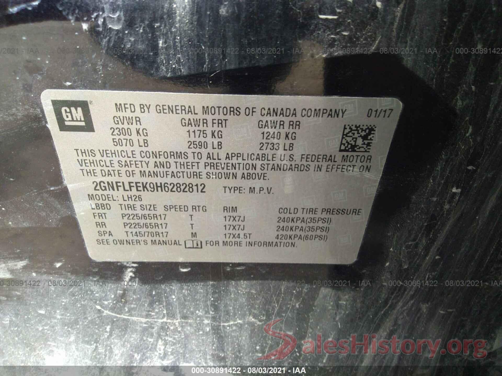 2GNFLFEK9H6282812 2017 CHEVROLET EQUINOX