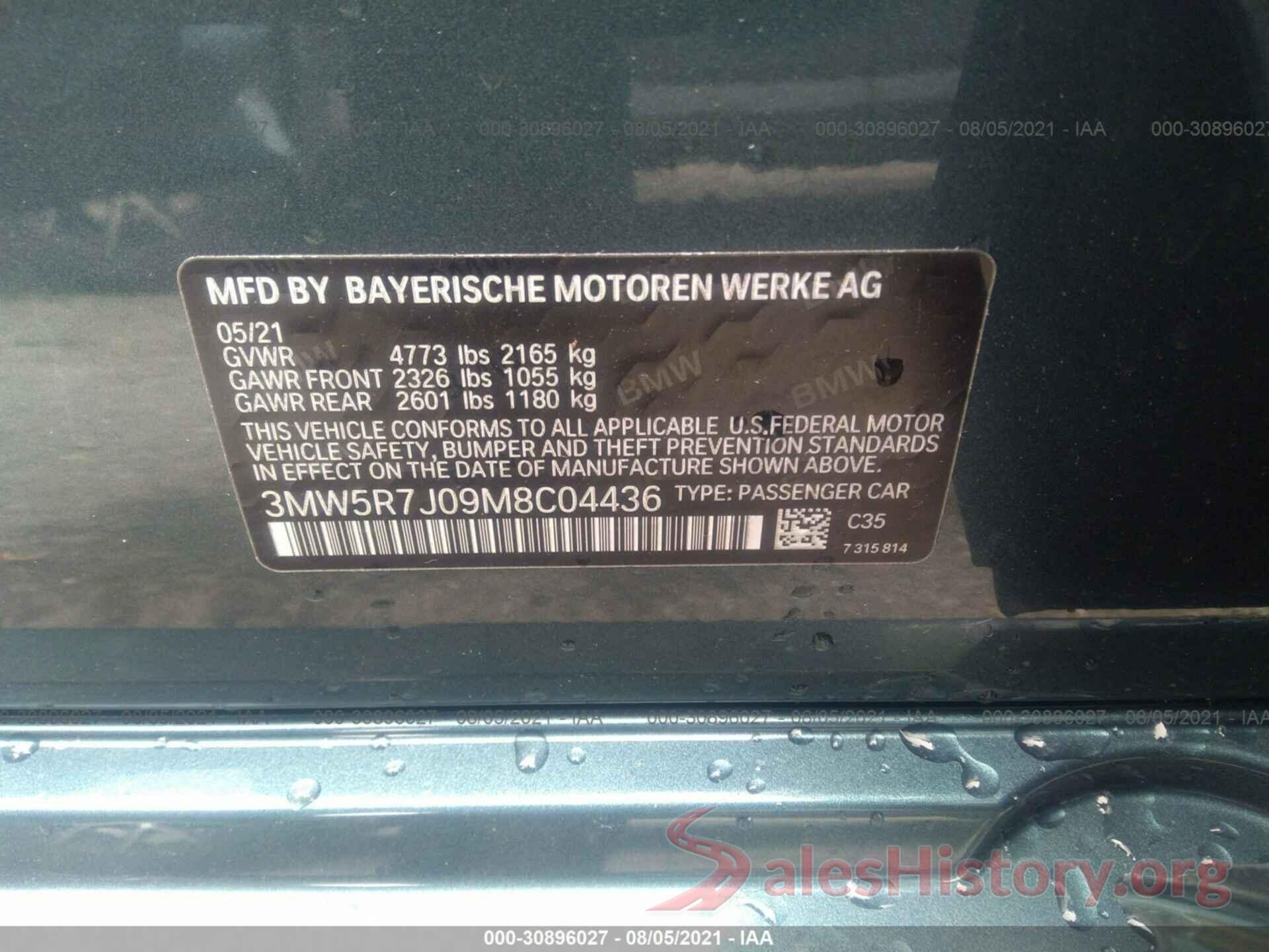 3MW5R7J09M8C04436 2021 BMW 3 SERIES