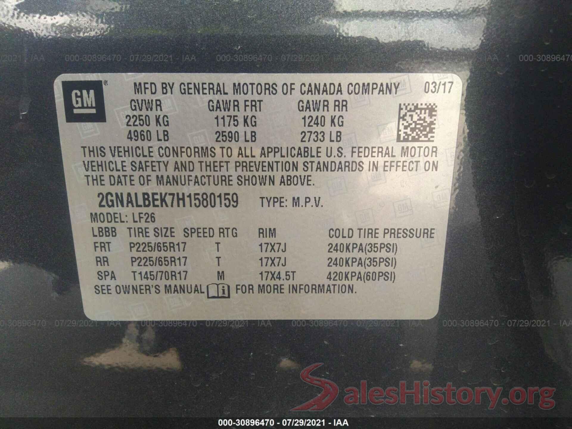 2GNALBEK7H1580159 2017 CHEVROLET EQUINOX