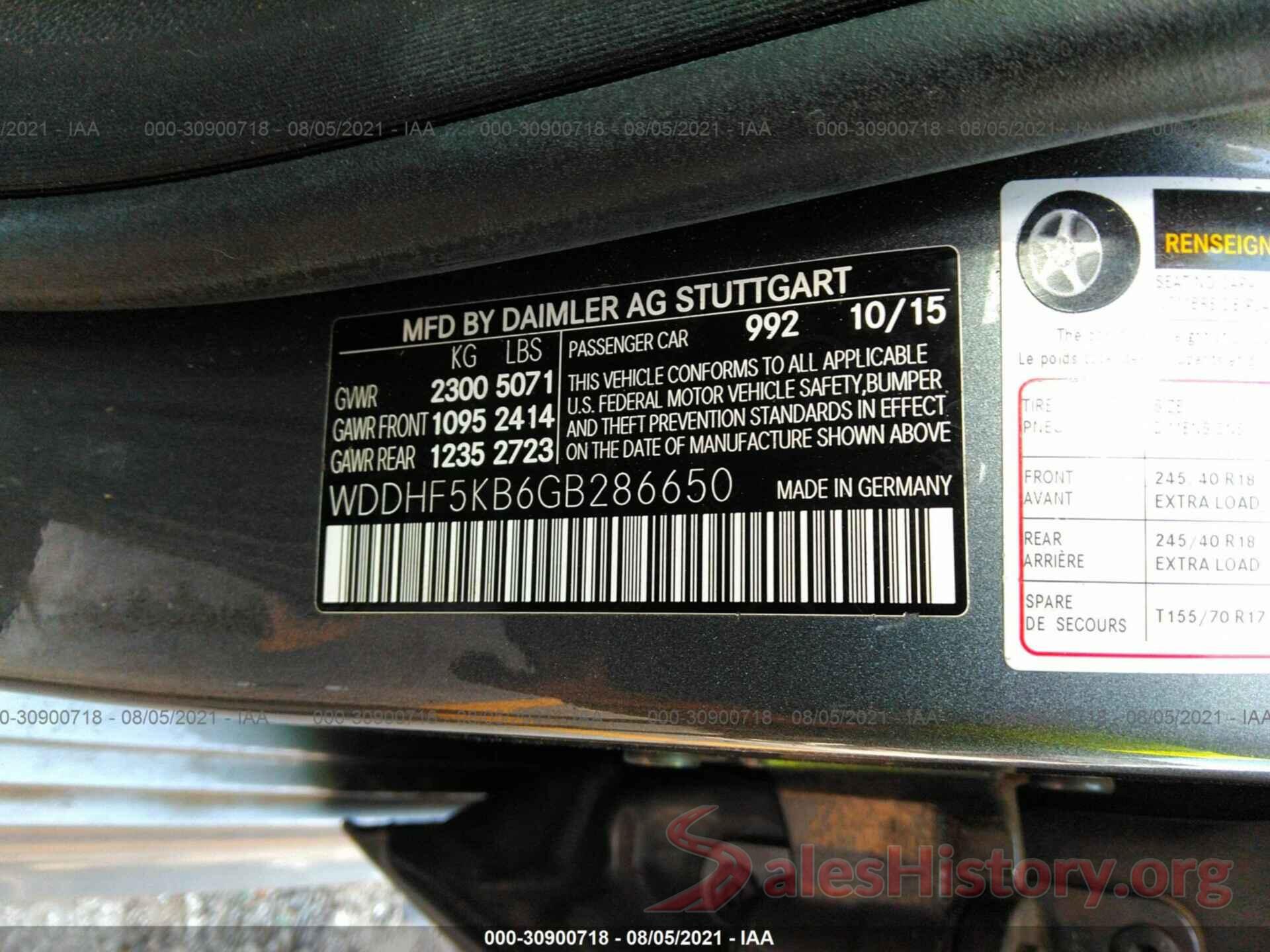 WDDHF5KB6GB286650 2016 MERCEDES-BENZ E-CLASS