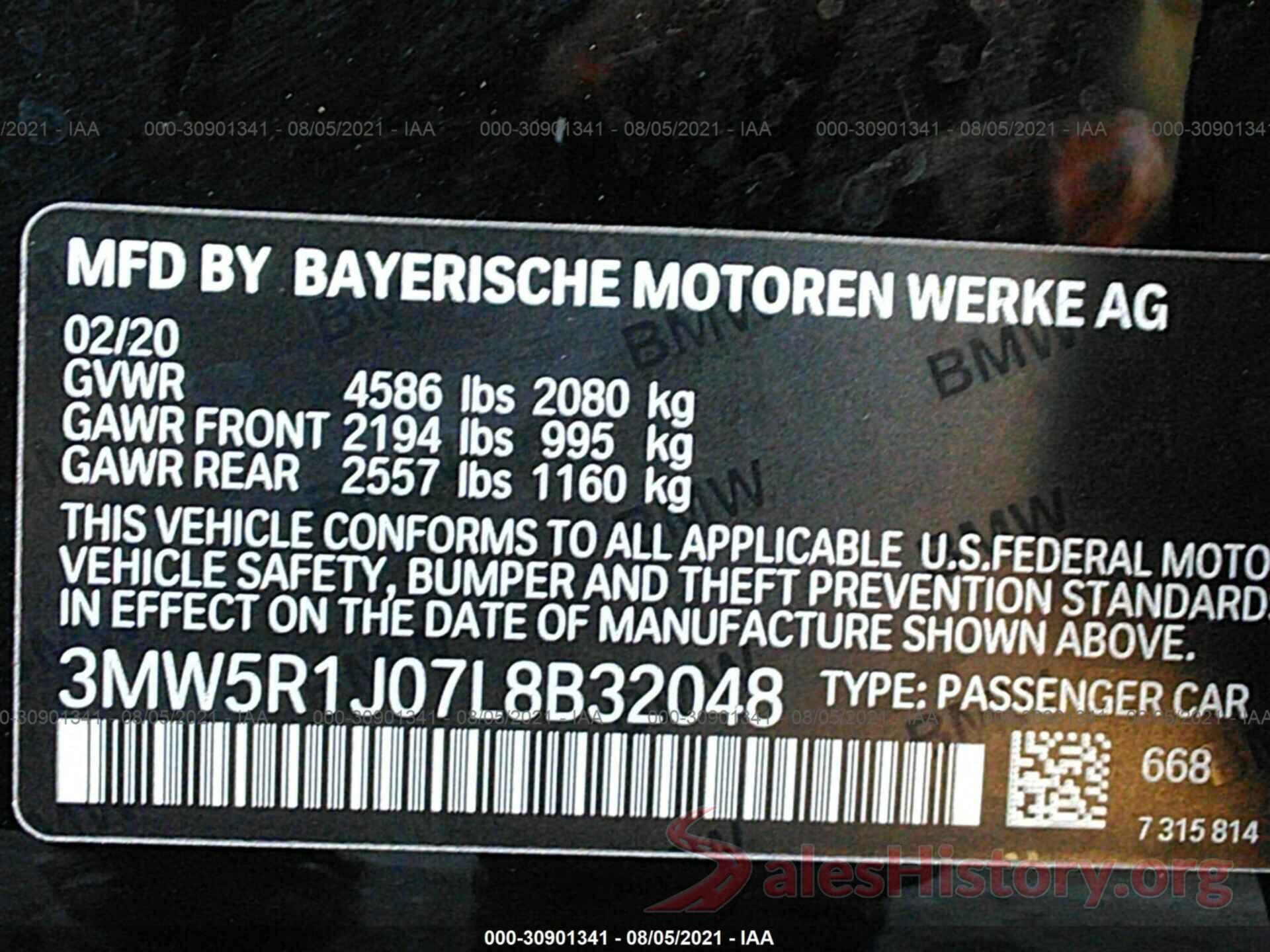 3MW5R1J07L8B32048 2020 BMW 3 SERIES