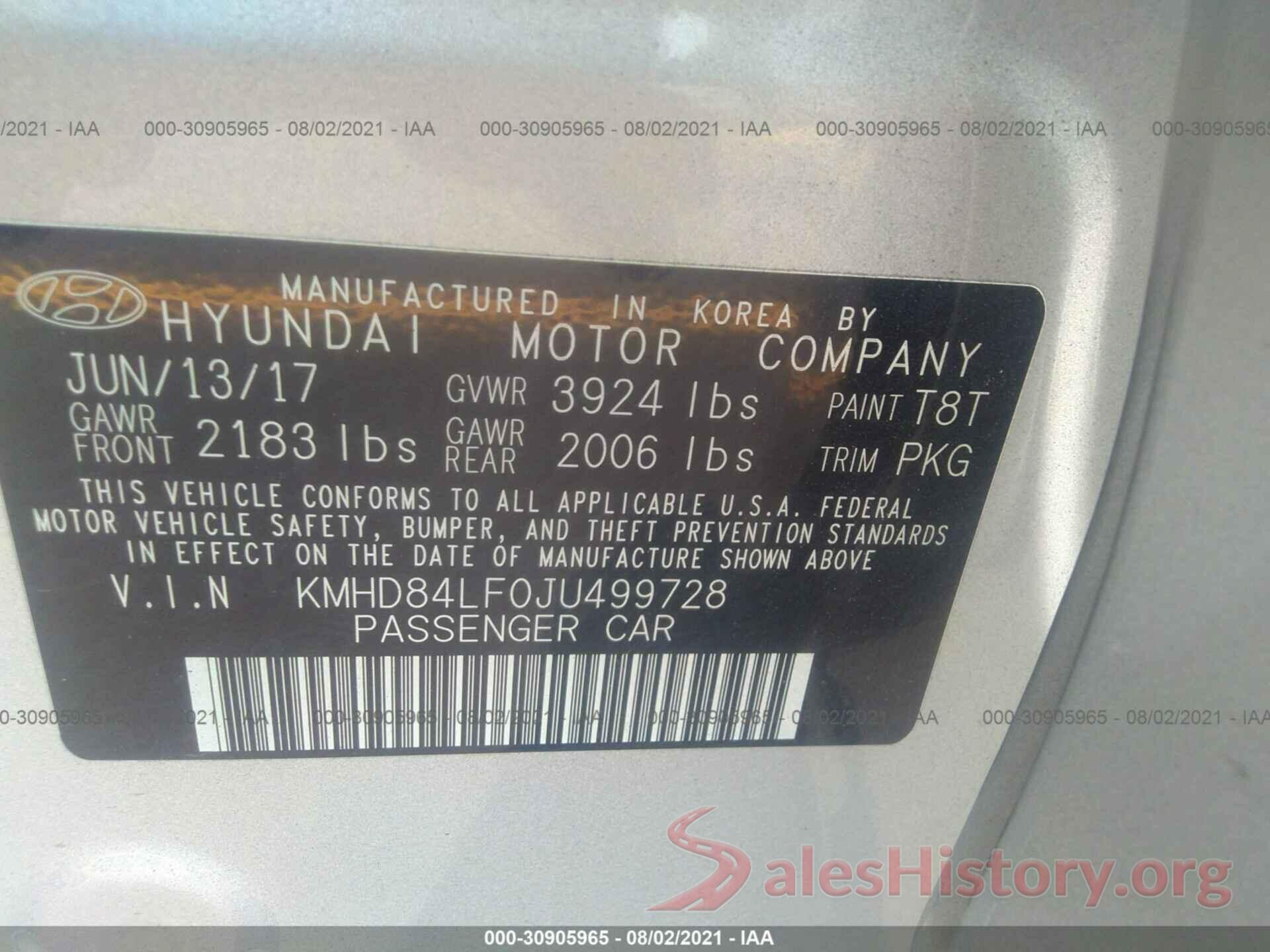 KMHD84LF0JU499728 2018 HYUNDAI ELANTRA