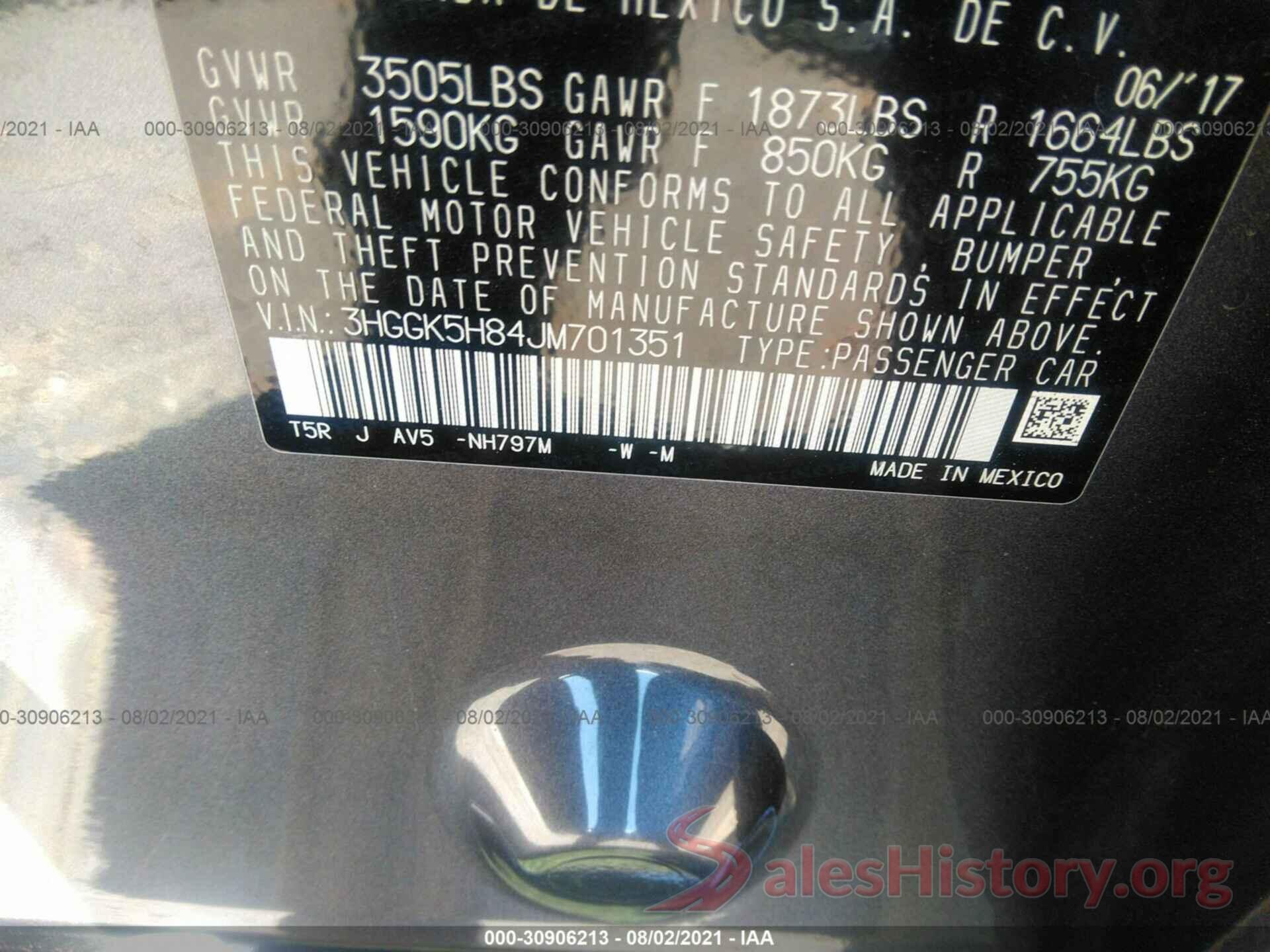 3HGGK5H84JM701351 2018 HONDA FIT