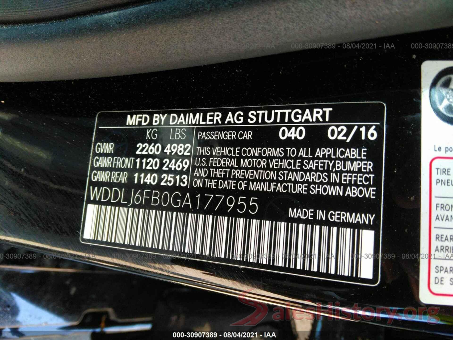 WDDLJ6FB0GA177955 2016 MERCEDES-BENZ CLS