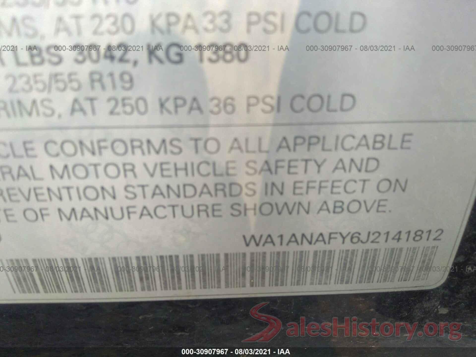 WA1ANAFY6J2141812 2018 AUDI Q5