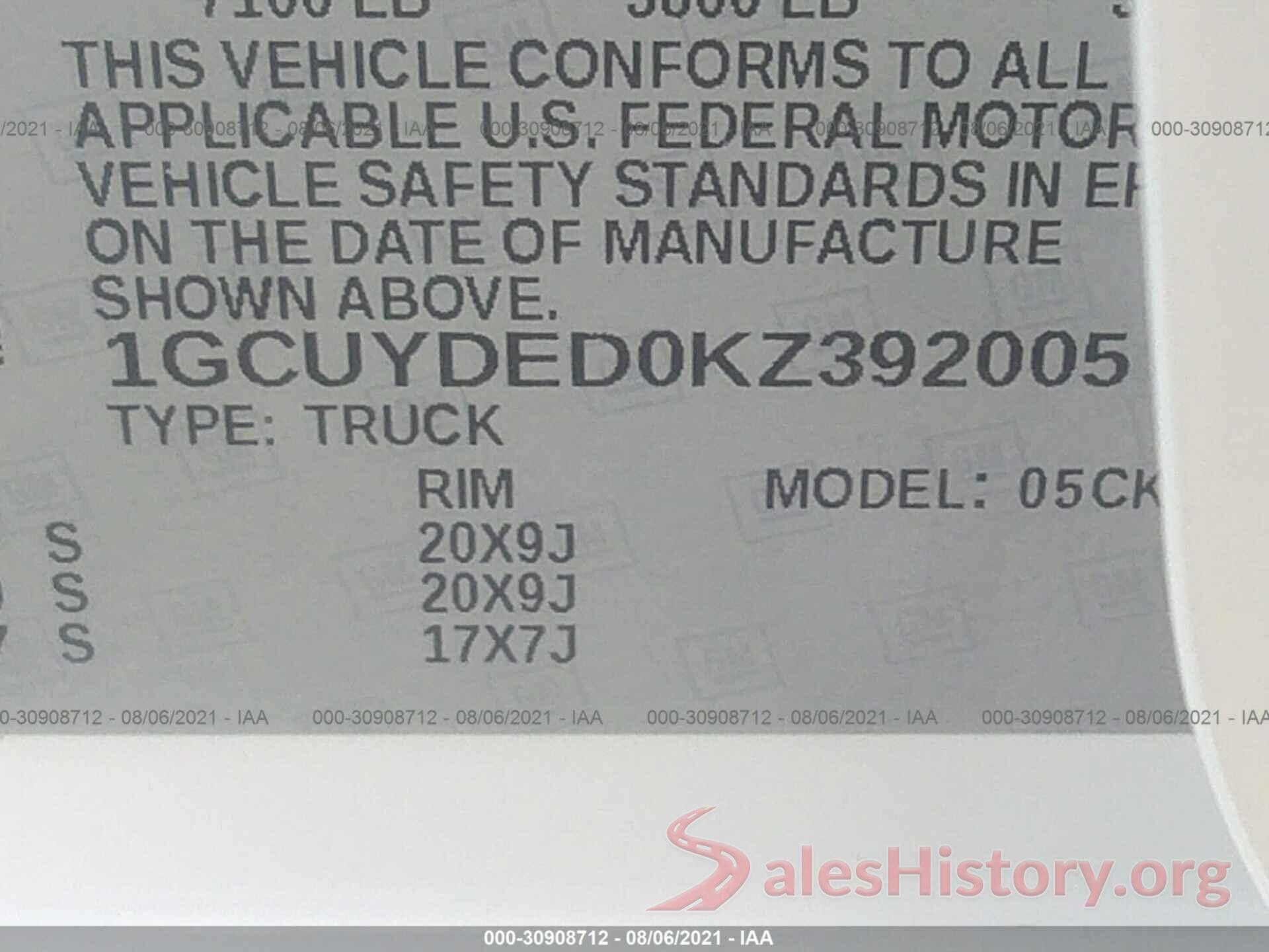 1GCUYDED0KZ392005 2019 CHEVROLET SILVERADO 1500