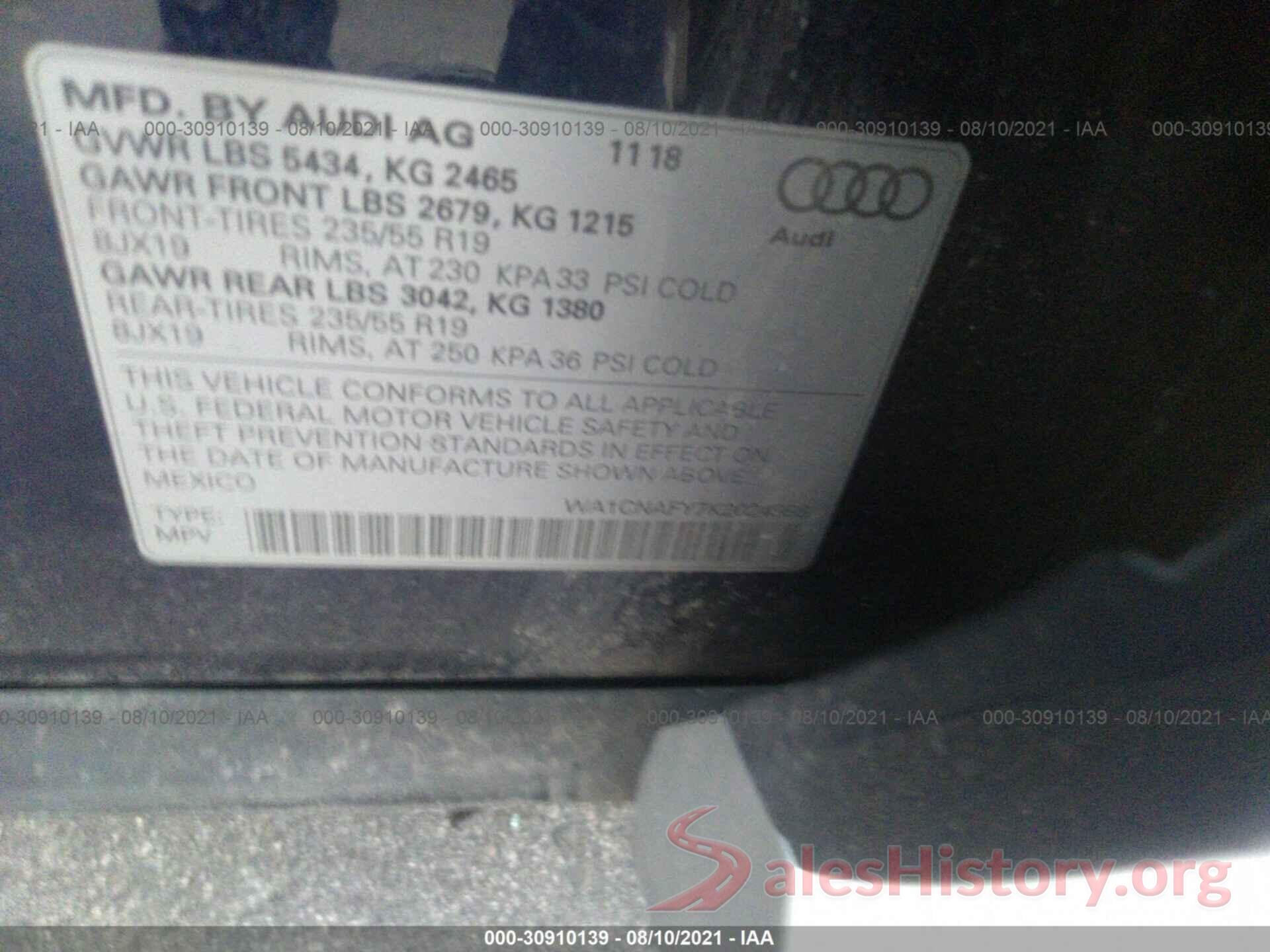 WA1CNAFY7K2024993 2019 AUDI Q5