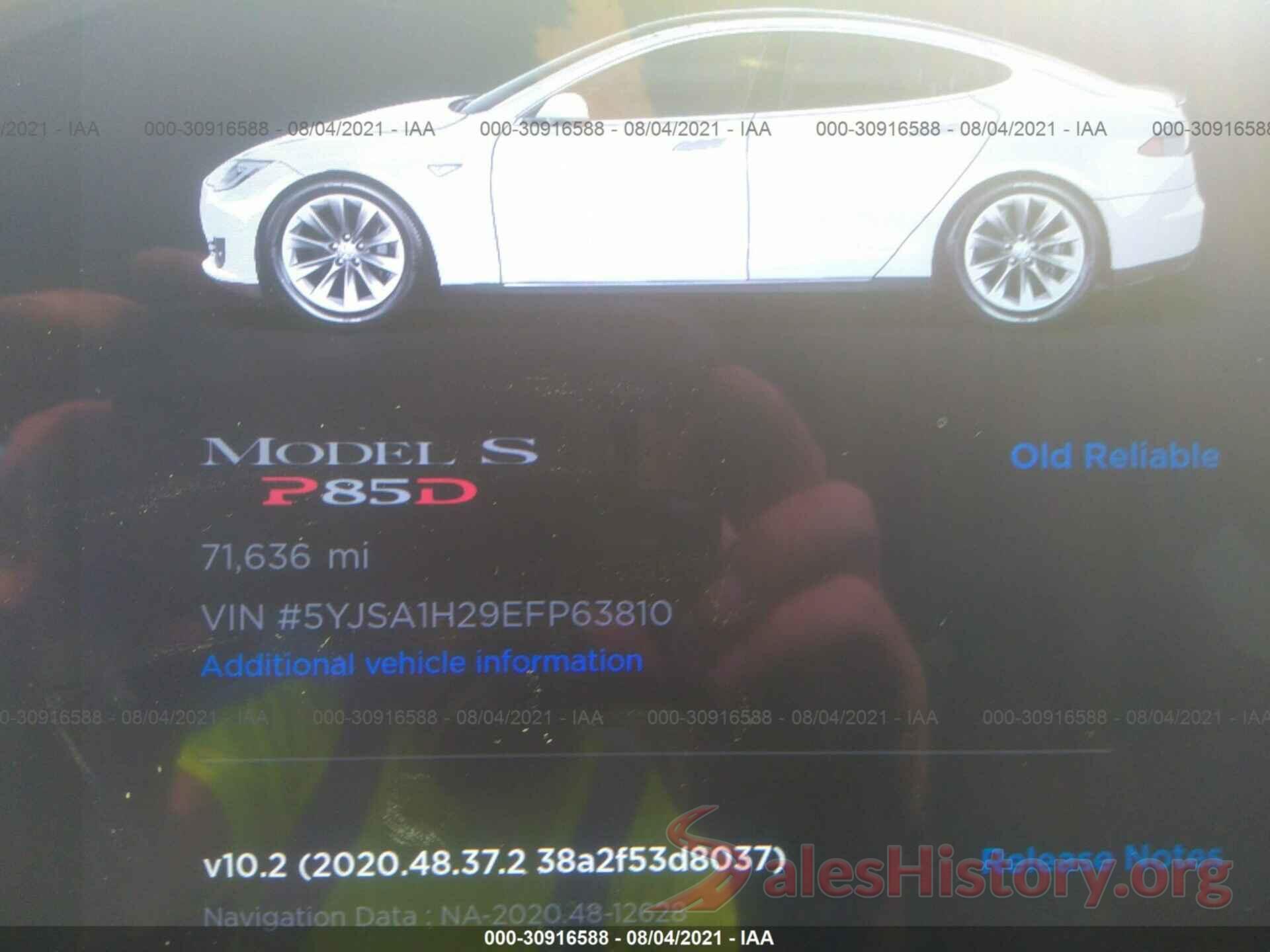 5YJSA1H29EFP63810 2014 TESLA MODEL S